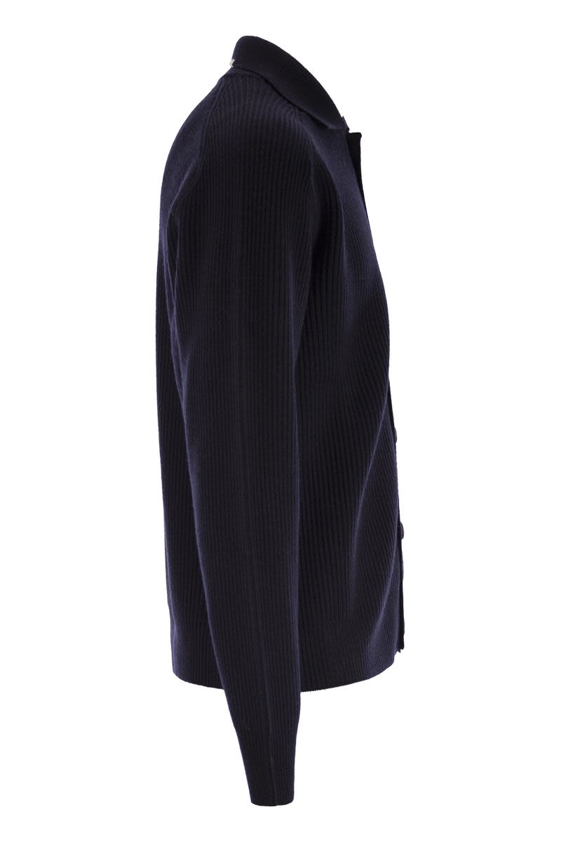 PESERICO English Ribbed Wool Cardigan for Men