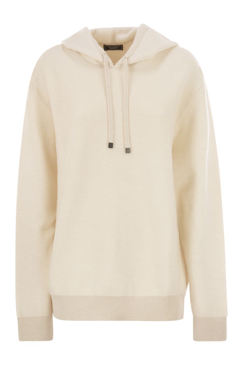PESERICO Luxurious Wool and Cashmere Blend Hooded Jumper - Size 40L