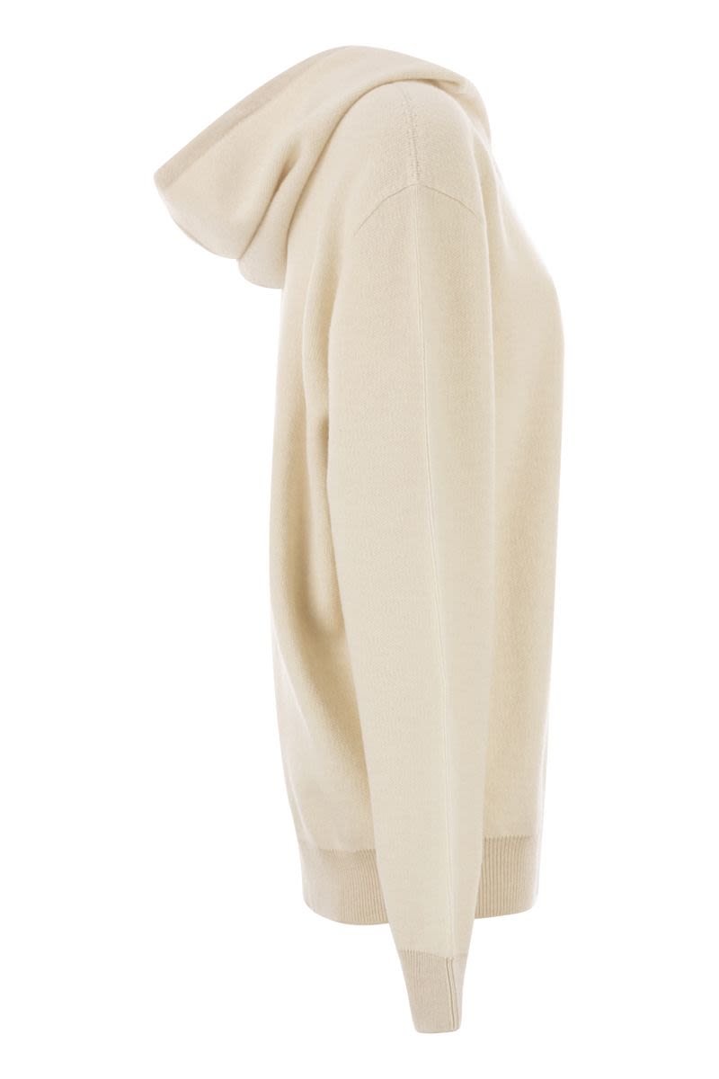 PESERICO Luxurious Wool and Cashmere Blend Hooded Jumper - Size 40L