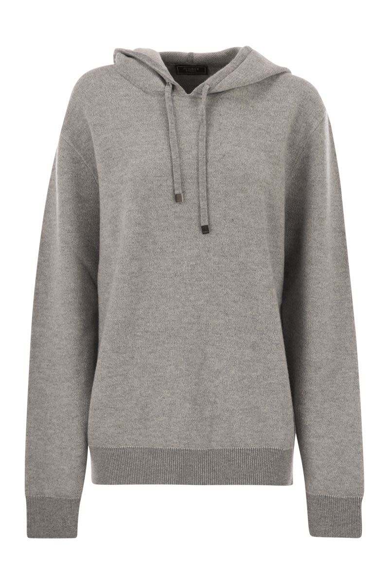 PESERICO Luxurious Wool and Cashmere Blend Hooded Jumper - Size L
