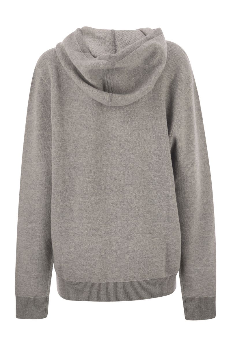 PESERICO Luxurious Wool and Cashmere Blend Hooded Jumper - Size L