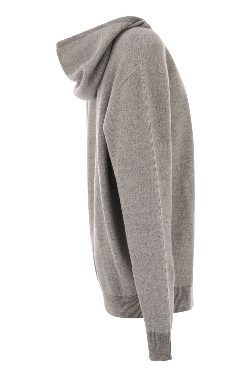 PESERICO Luxurious Wool and Cashmere Blend Hooded Jumper - Size L