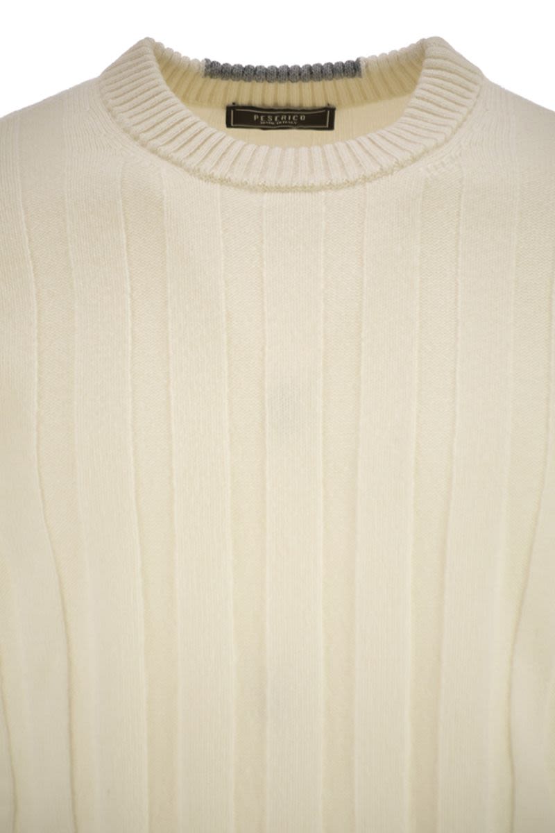 PESERICO Wool and Cashmere Ribbed Jumper for Men