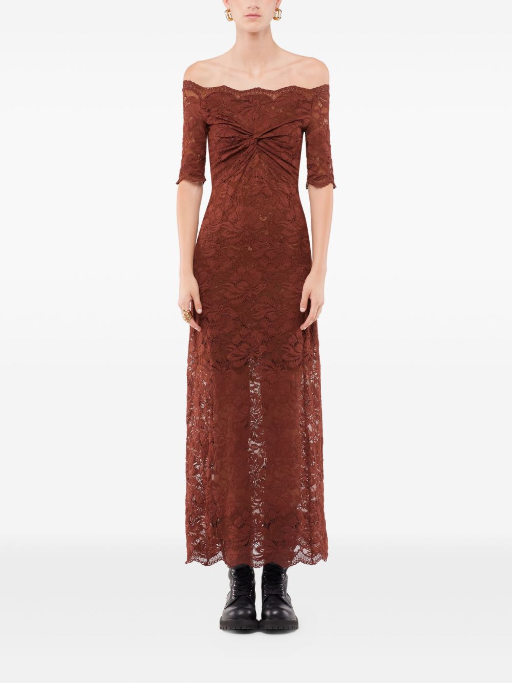 RABANNE Chic Floral Lace Midi Dress for Women