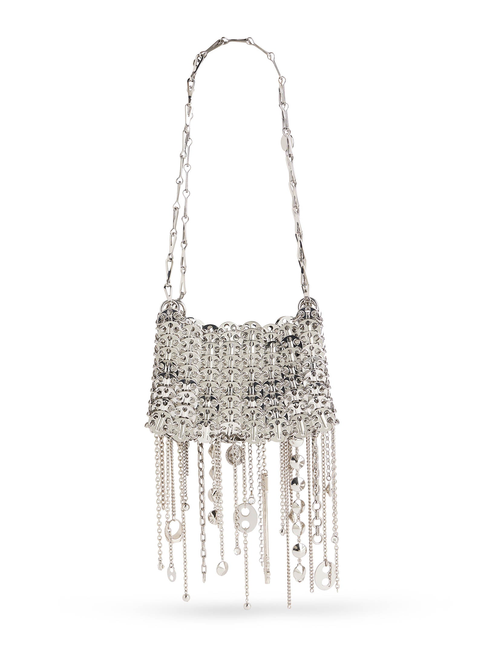 RABANNE Mini Handbag with Metallic Discs and Jewel Accents