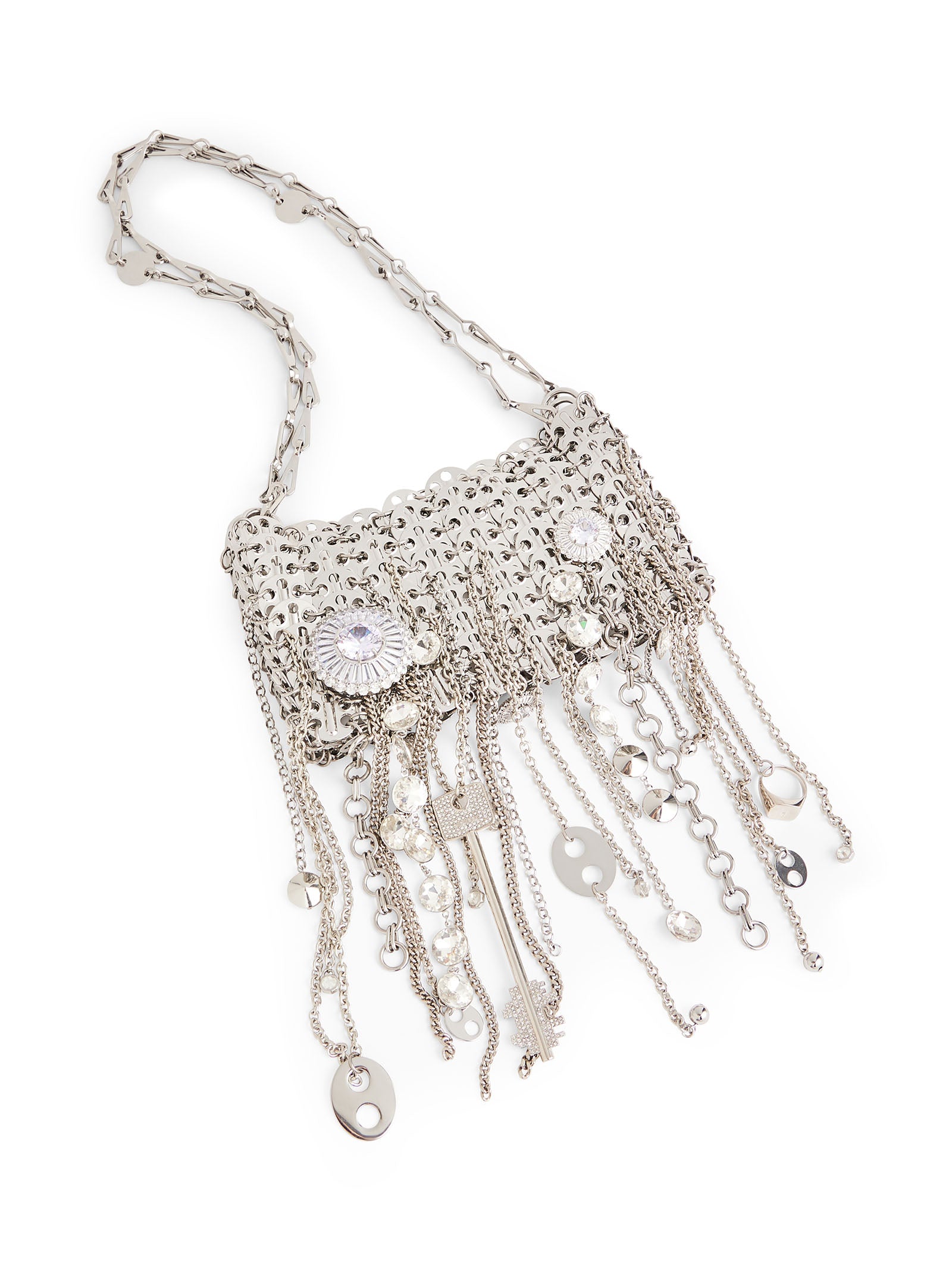 RABANNE Mini Handbag with Metallic Discs and Jewel Accents