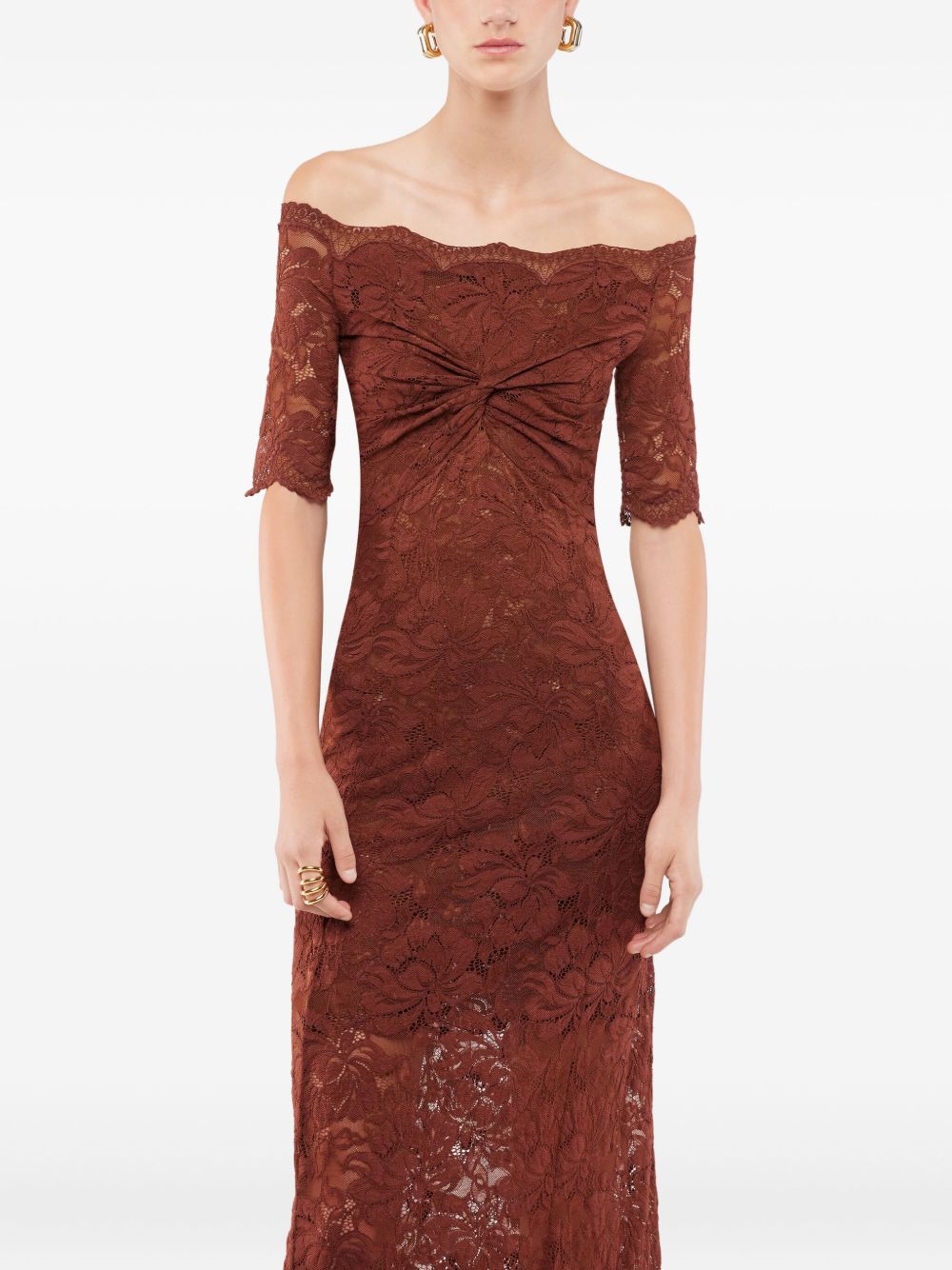 RABANNE Chic Floral Lace Midi Dress for Women
