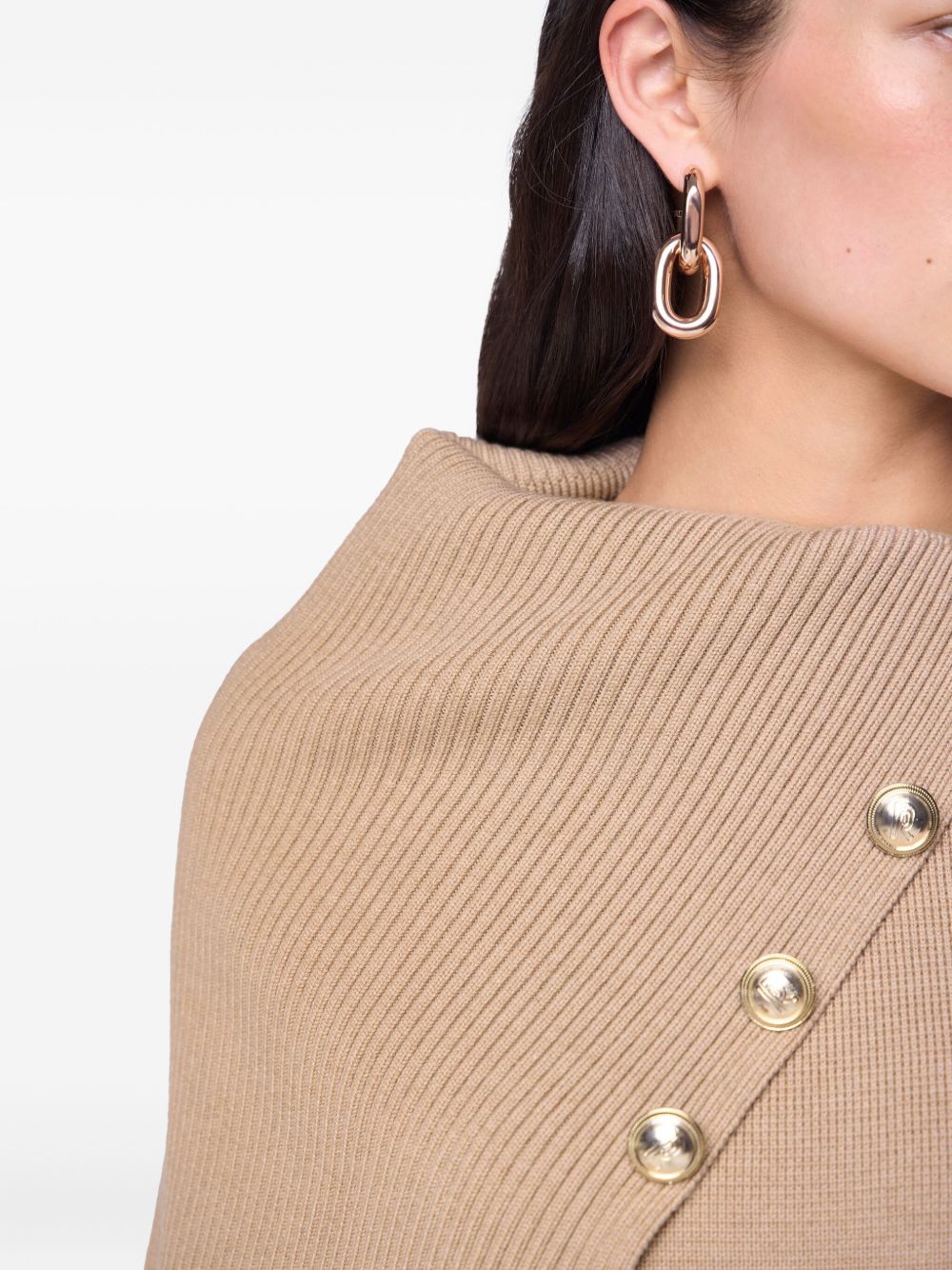 RABANNE Oversized Turtleneck Sweater with Gold Buttons