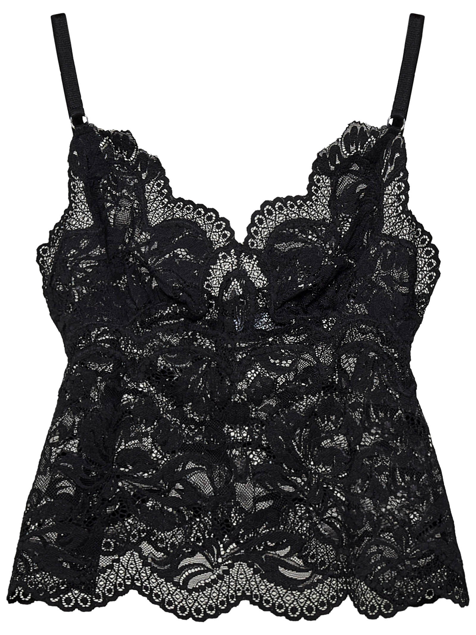 RABANNE Floral Lace Top with V-Neck - Size 36