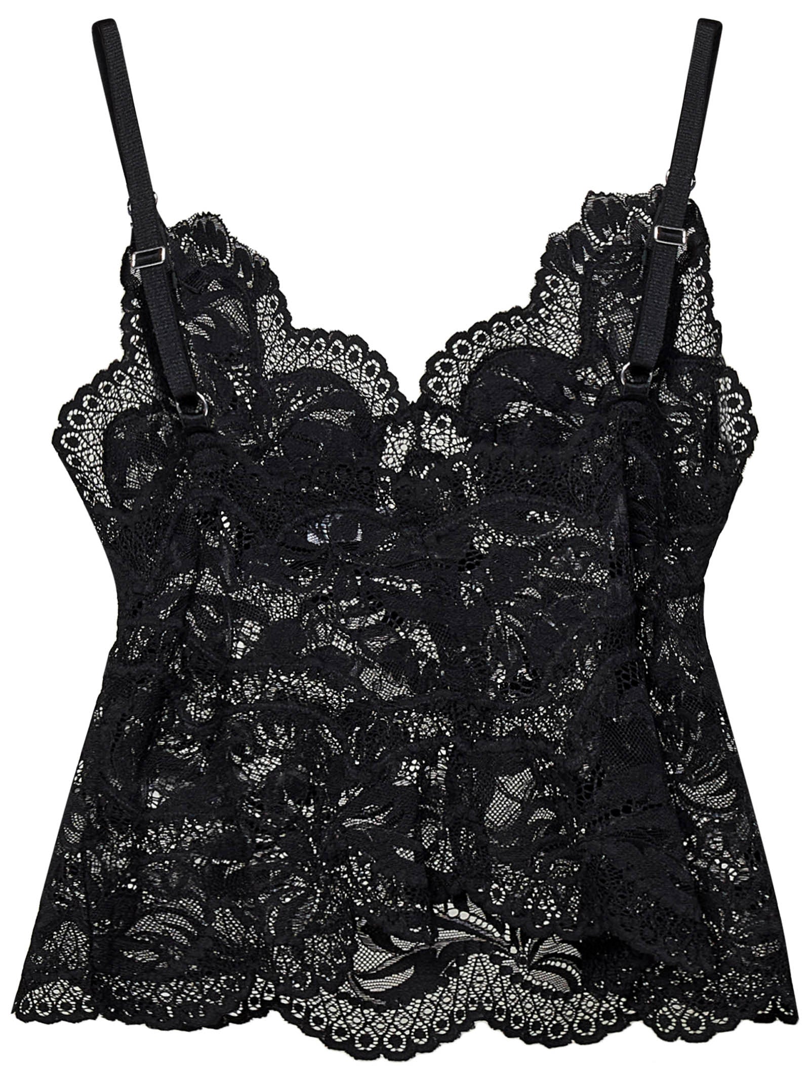 RABANNE Floral Lace Top with V-Neck - Size 36