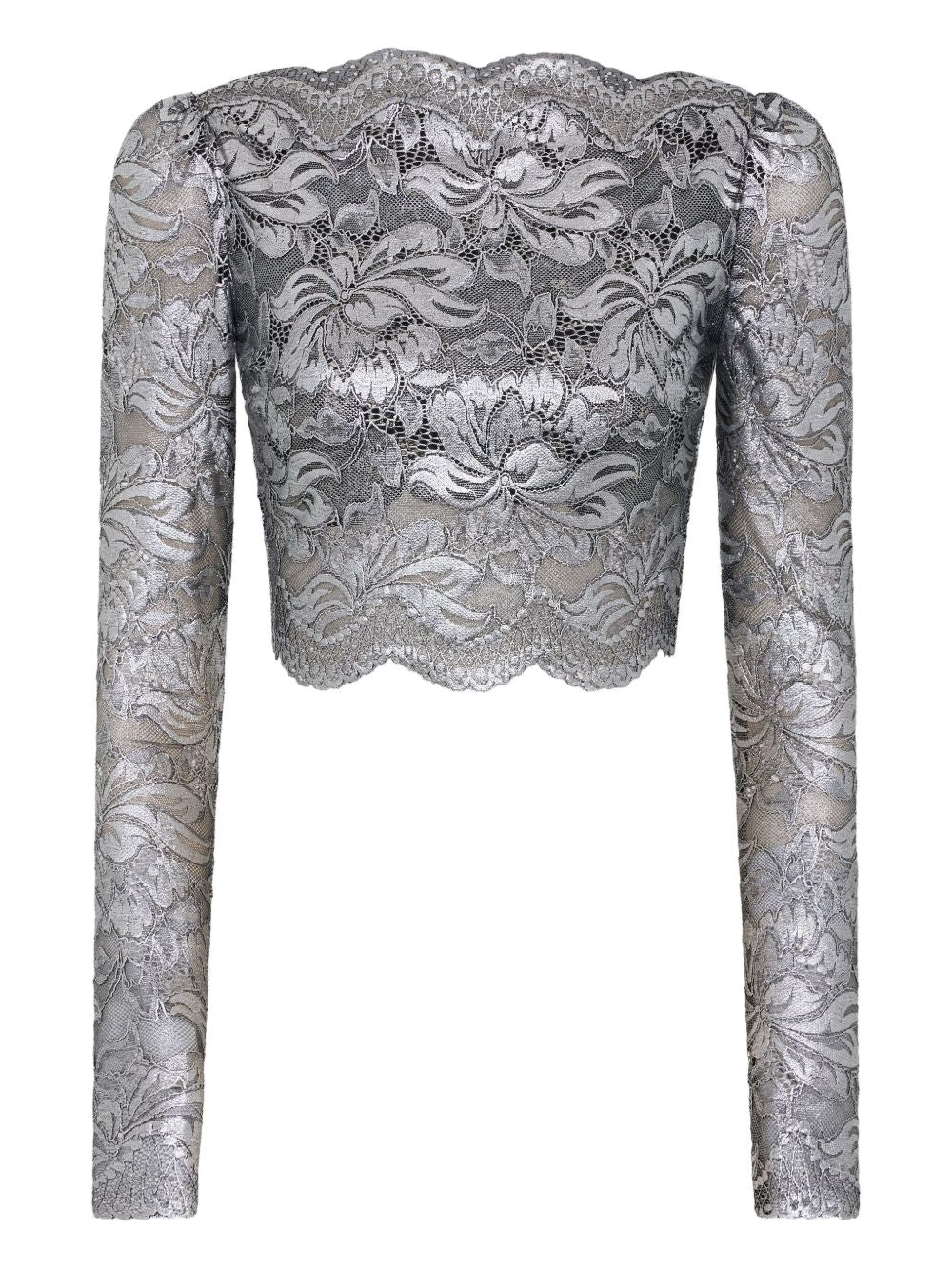 RABANNE Long-Sleeved Lace Cropped Top