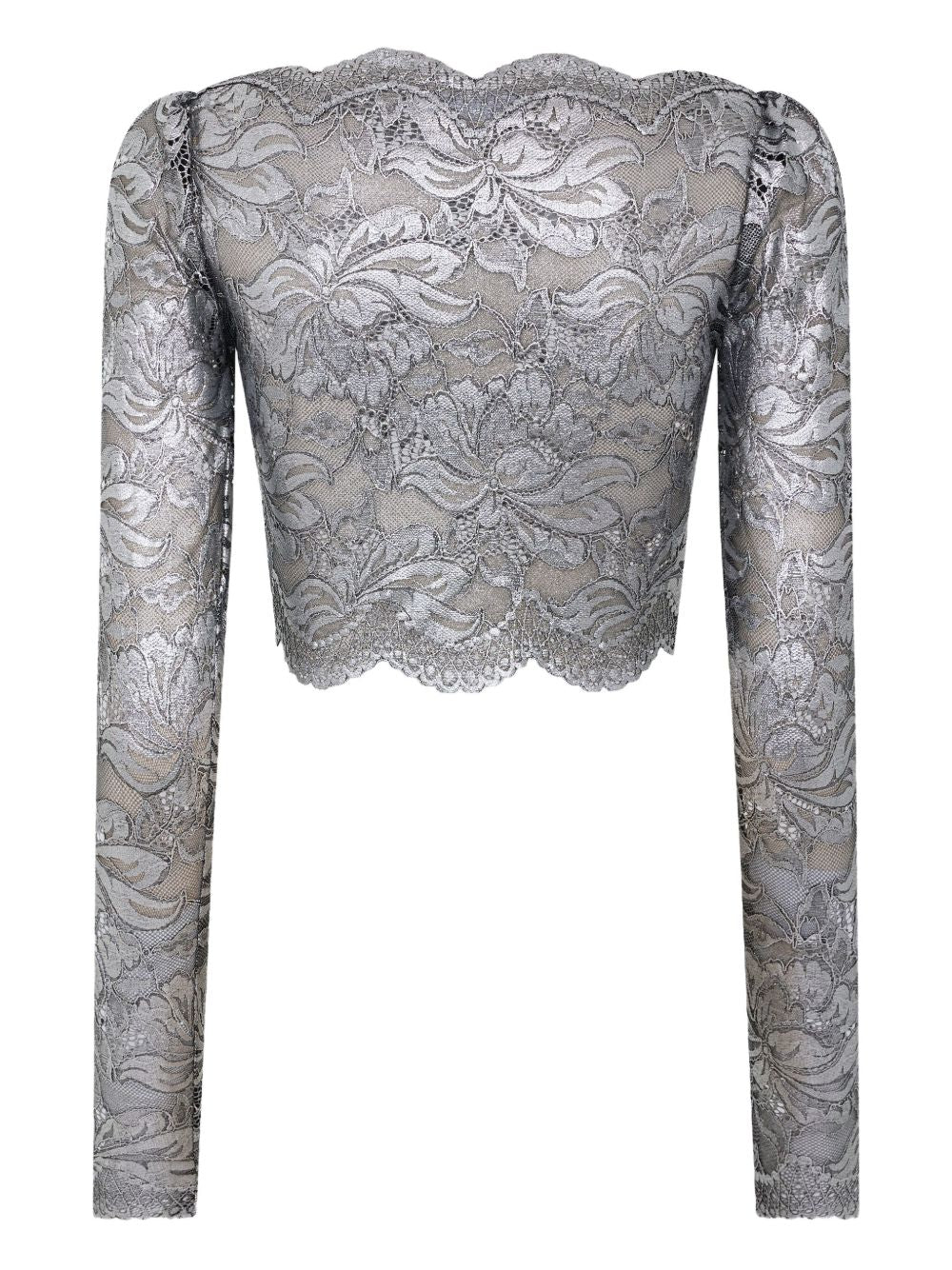 RABANNE Long-Sleeved Lace Cropped Top