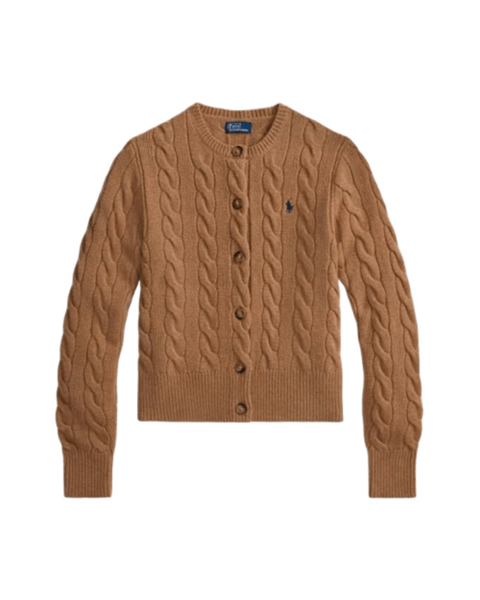 RALPH LAUREN Button-Up Women's Cardigan with Cable Knit Design