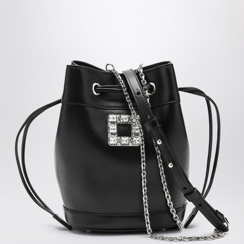 ROGER VIVIER Mini Bucket Handbag with Crystal Buckle - 17x17x10.5cm