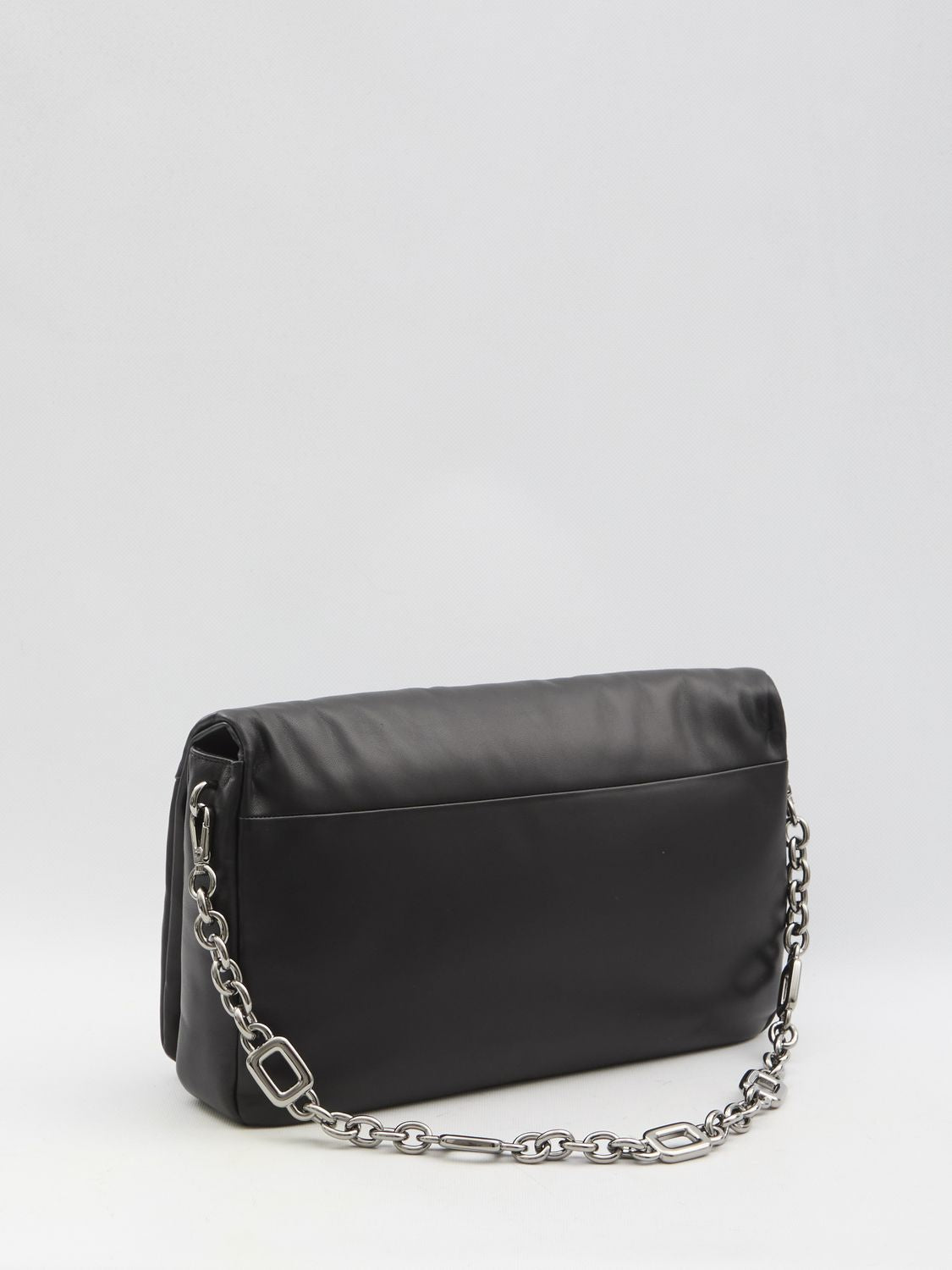 ROGER VIVIER Large Leather Handbag with Draped Flap and Chain Strap
