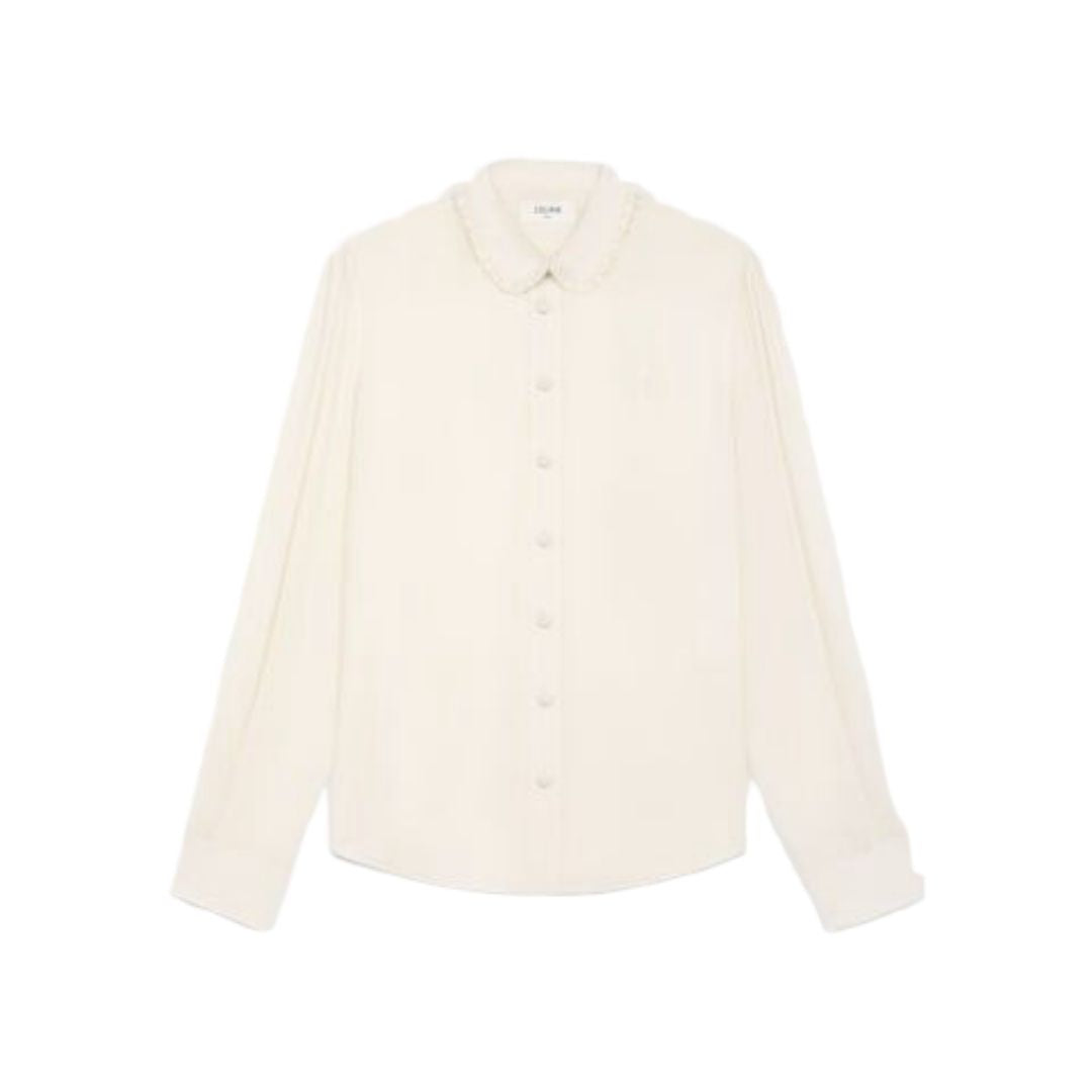 CELINE Creased Pleated Silk Shirt