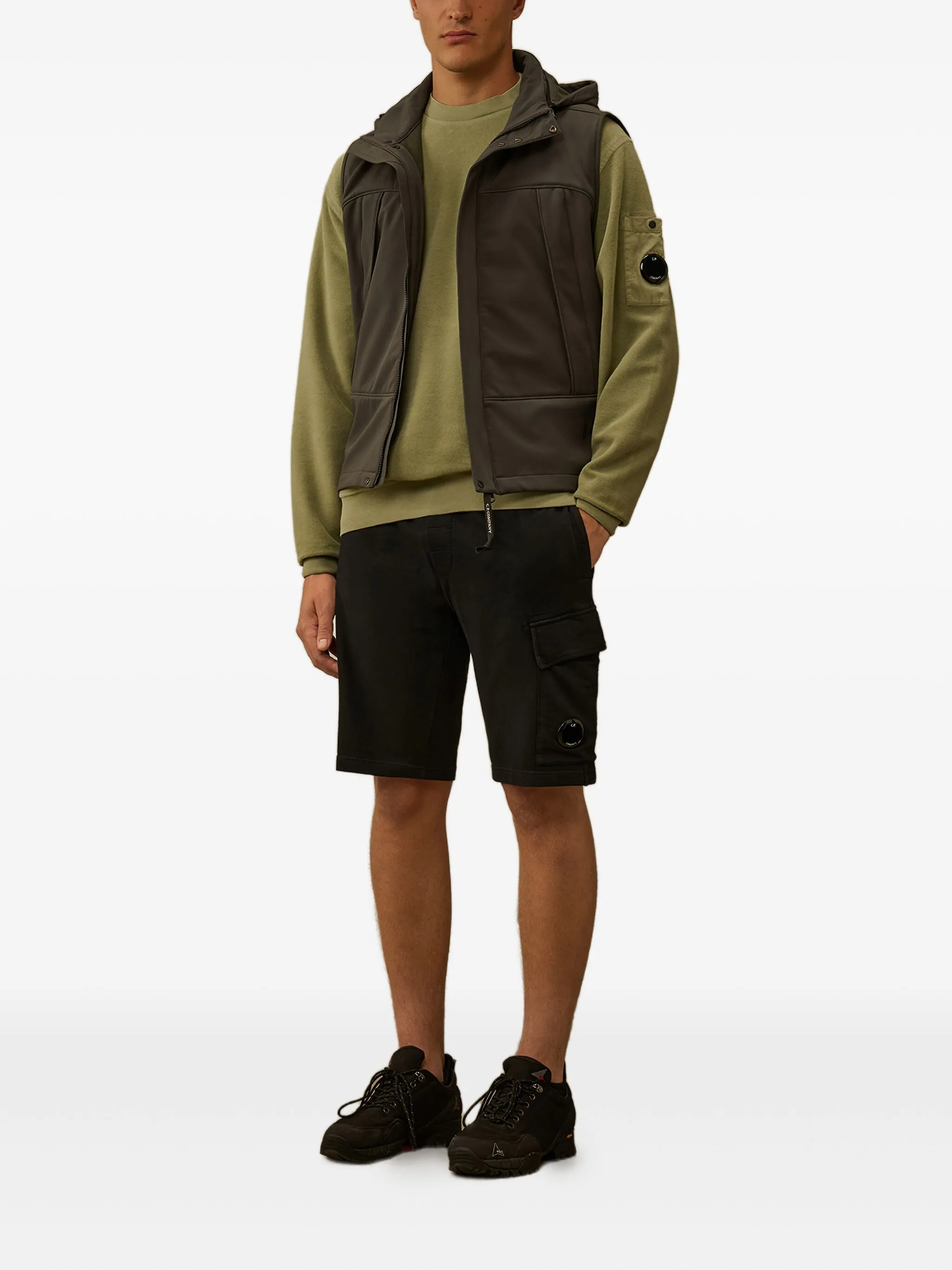 C.P.COMPANY Men's Fleece Bermuda Shorts with Adjustable Drawstring