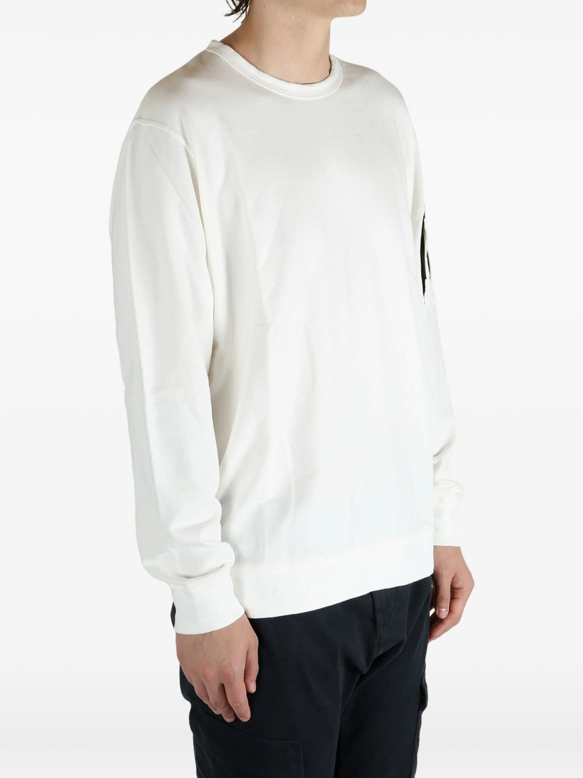 C.P.COMPANY Light Fleece Crewneck Sweatshirt with Zip Pocket and Lens - FW25