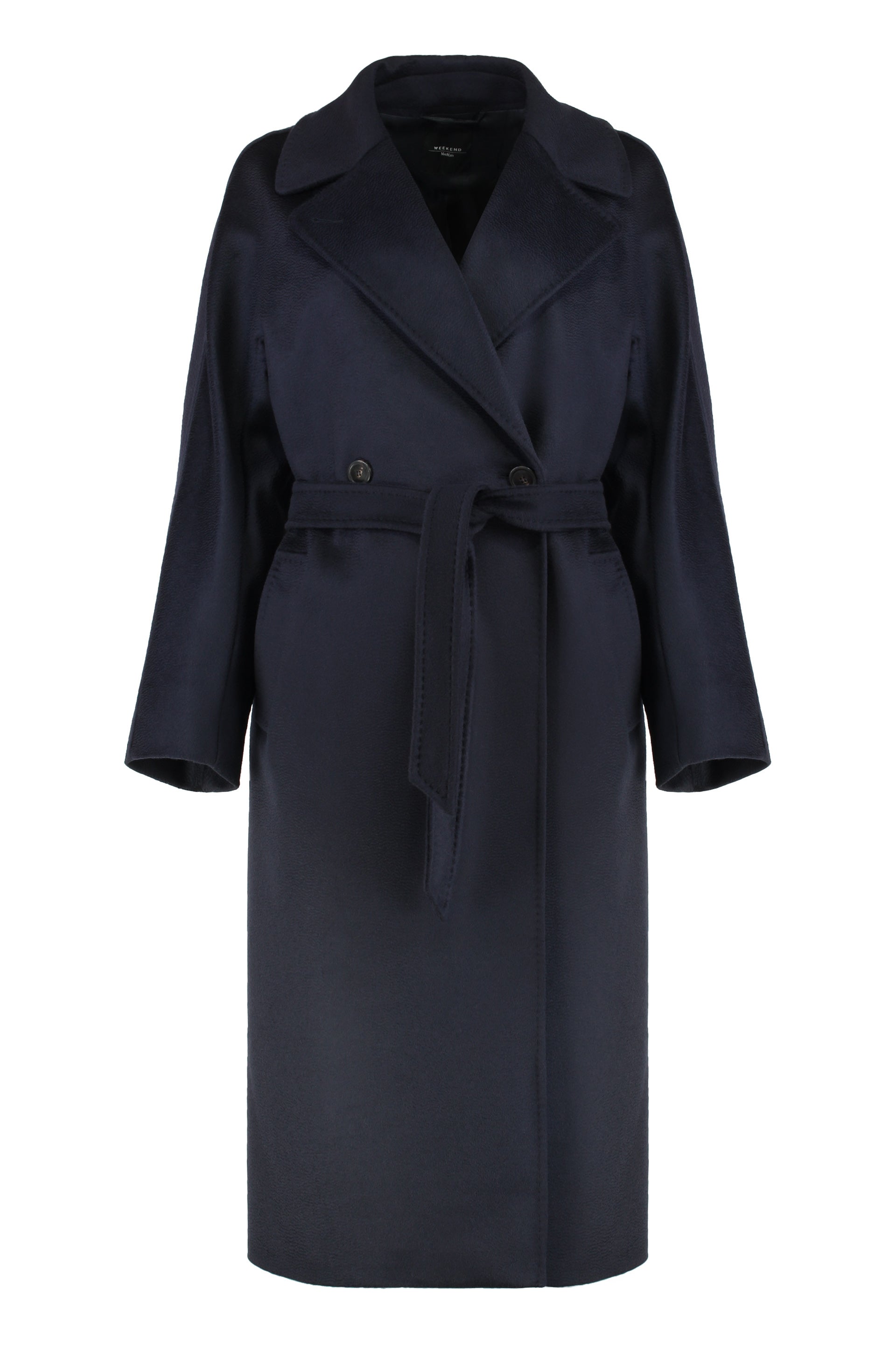 WEEKEND MAX MARA Midi Double-Breasted Wool Jacket with Tie Belt