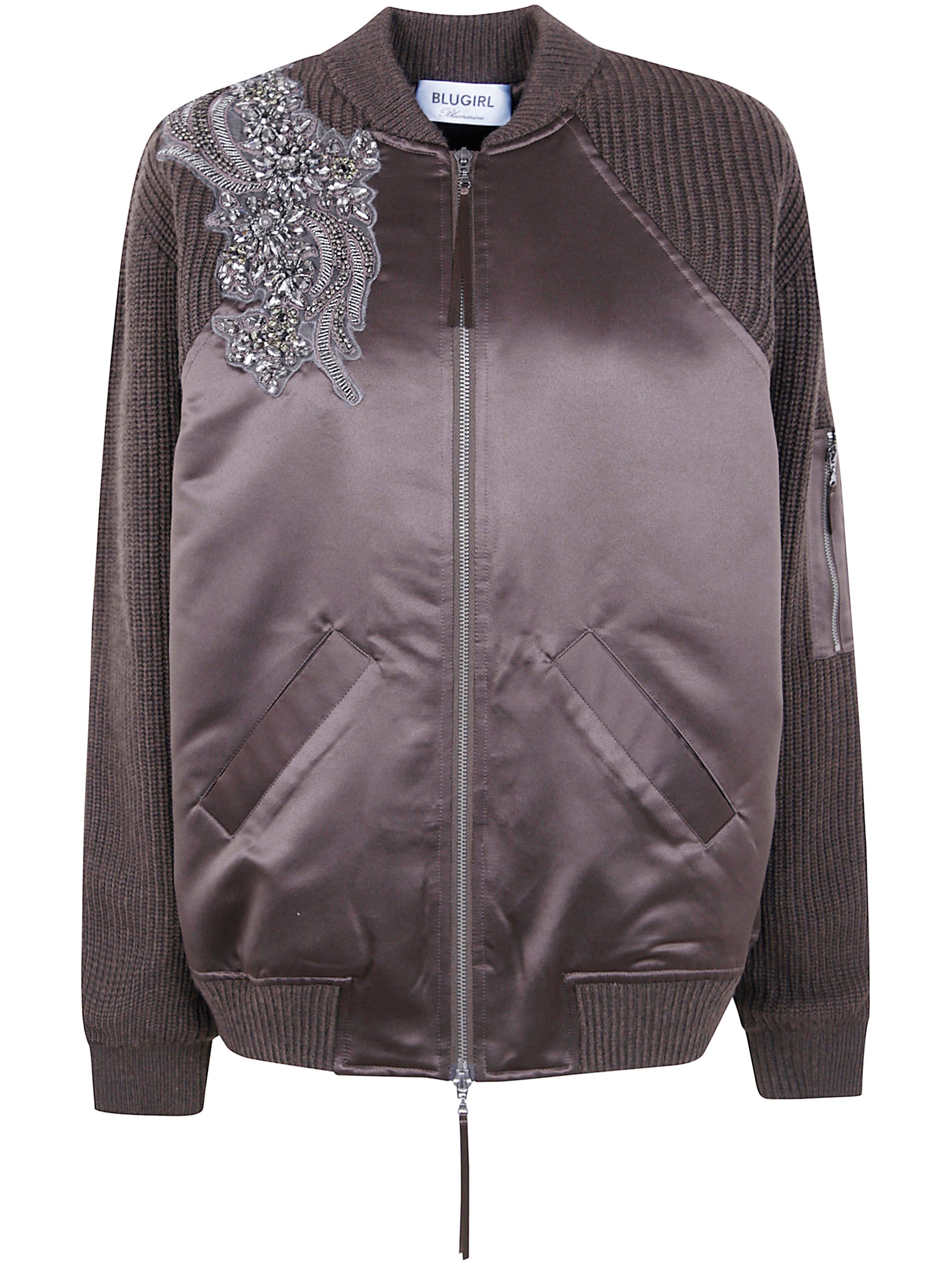 BLUGIRL Women's Blend Wool & Nylon Bomber Jacket