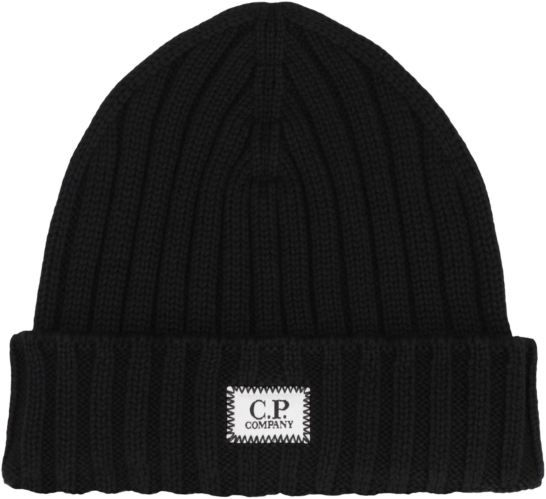 C.P.COMPANY Ribbed Beanie with Logo Patch