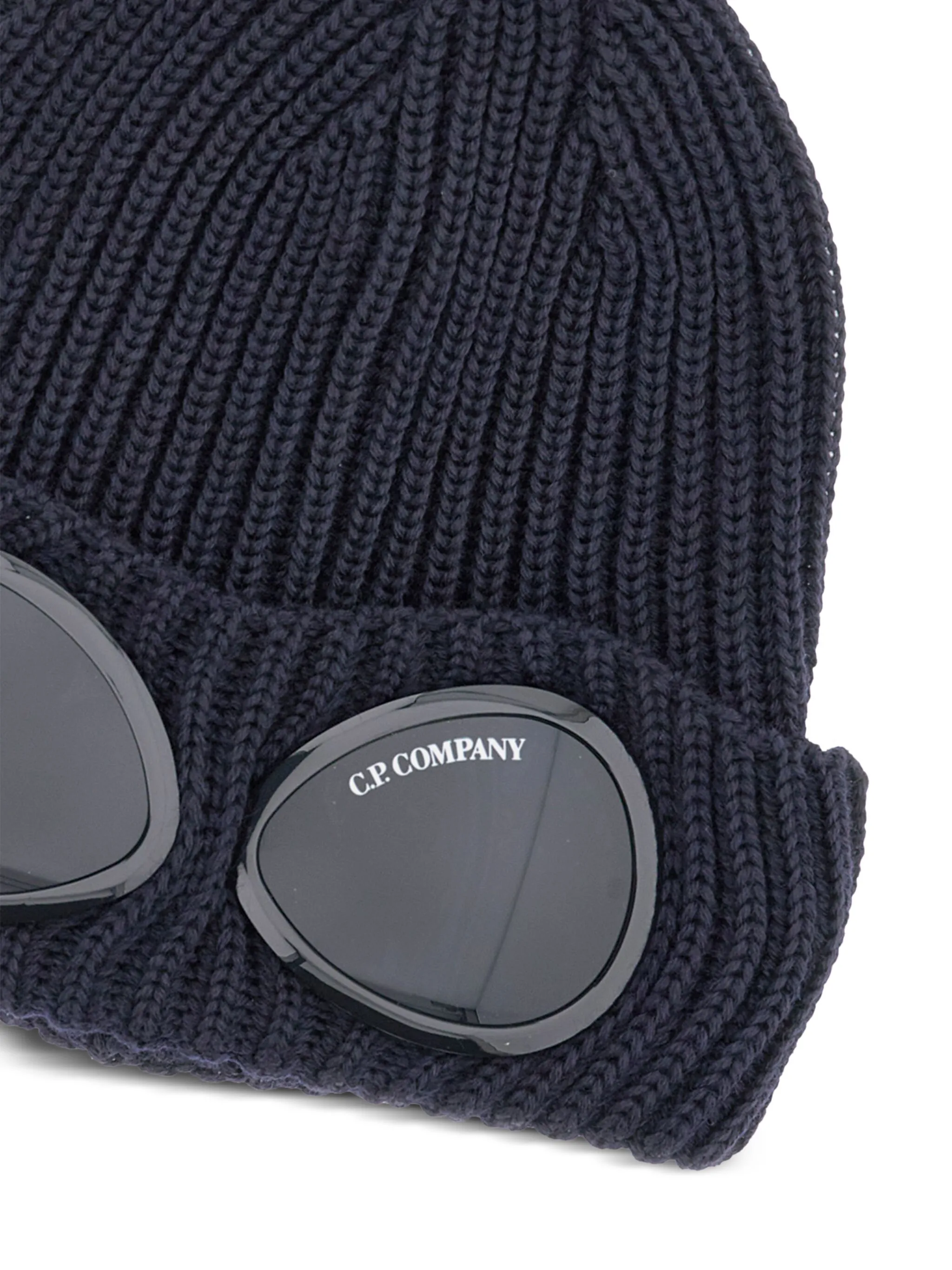 C.P.COMPANY Merino Wool Beanie with Cable Knit Pattern
