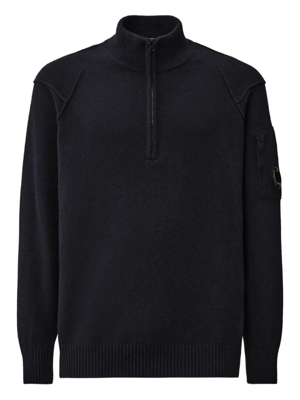 C.P.COMPANY Half-Zip Sweater with Lens Detail for Men