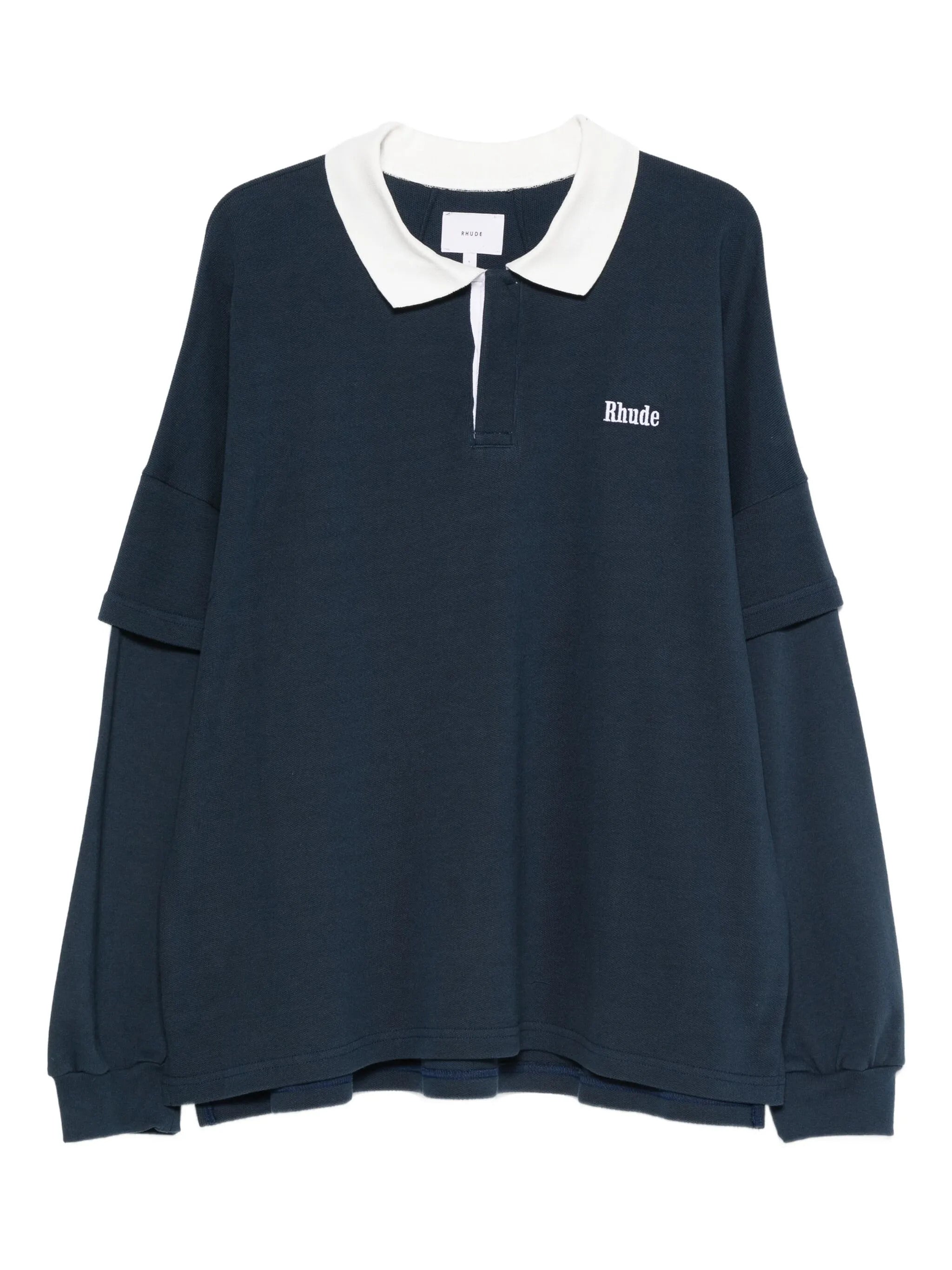 RHUDE Layered Pique Polo with Long Sleeves