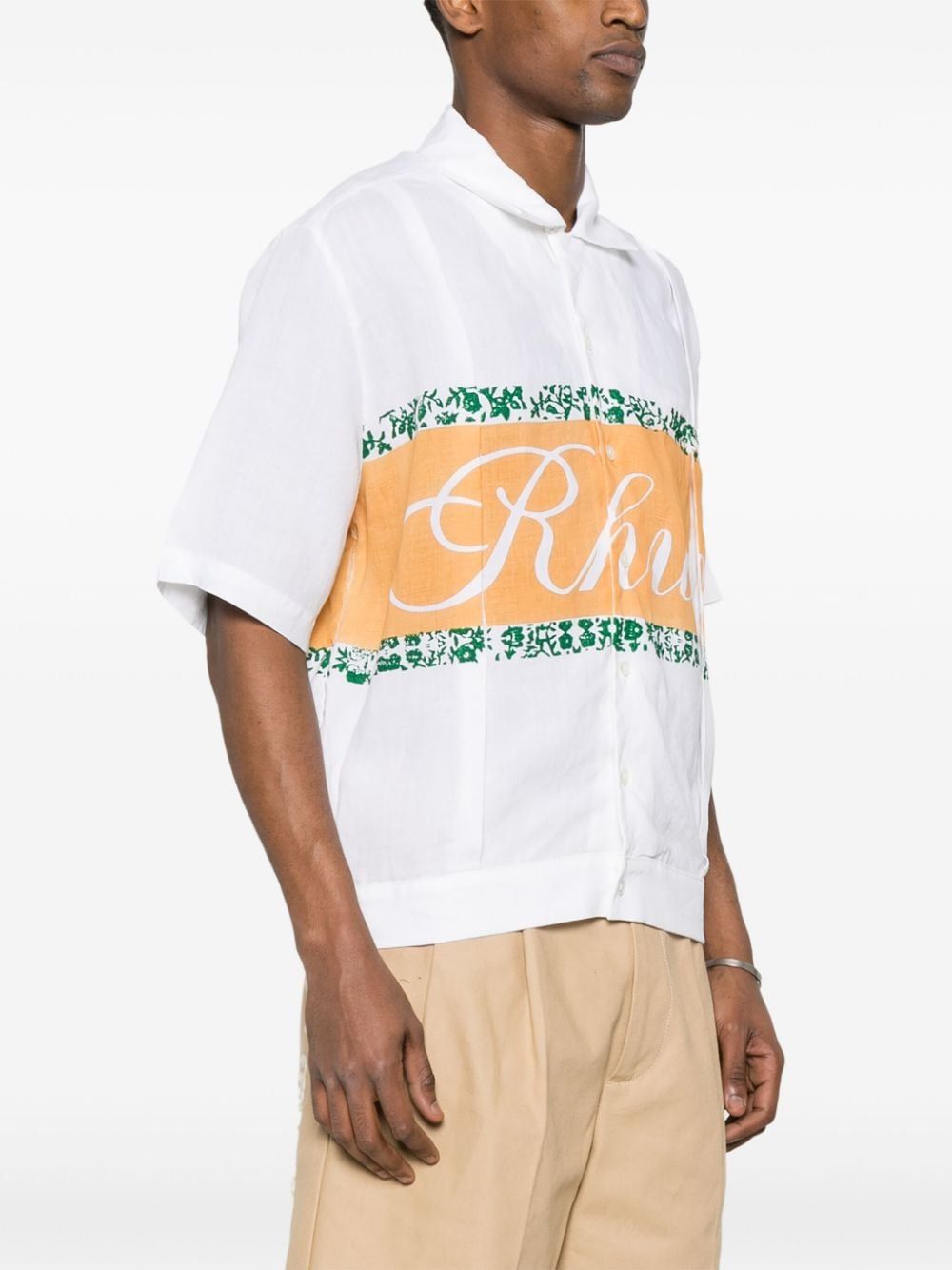 RHUDE Linen Cuban Button-Up Shirt - Mini Style