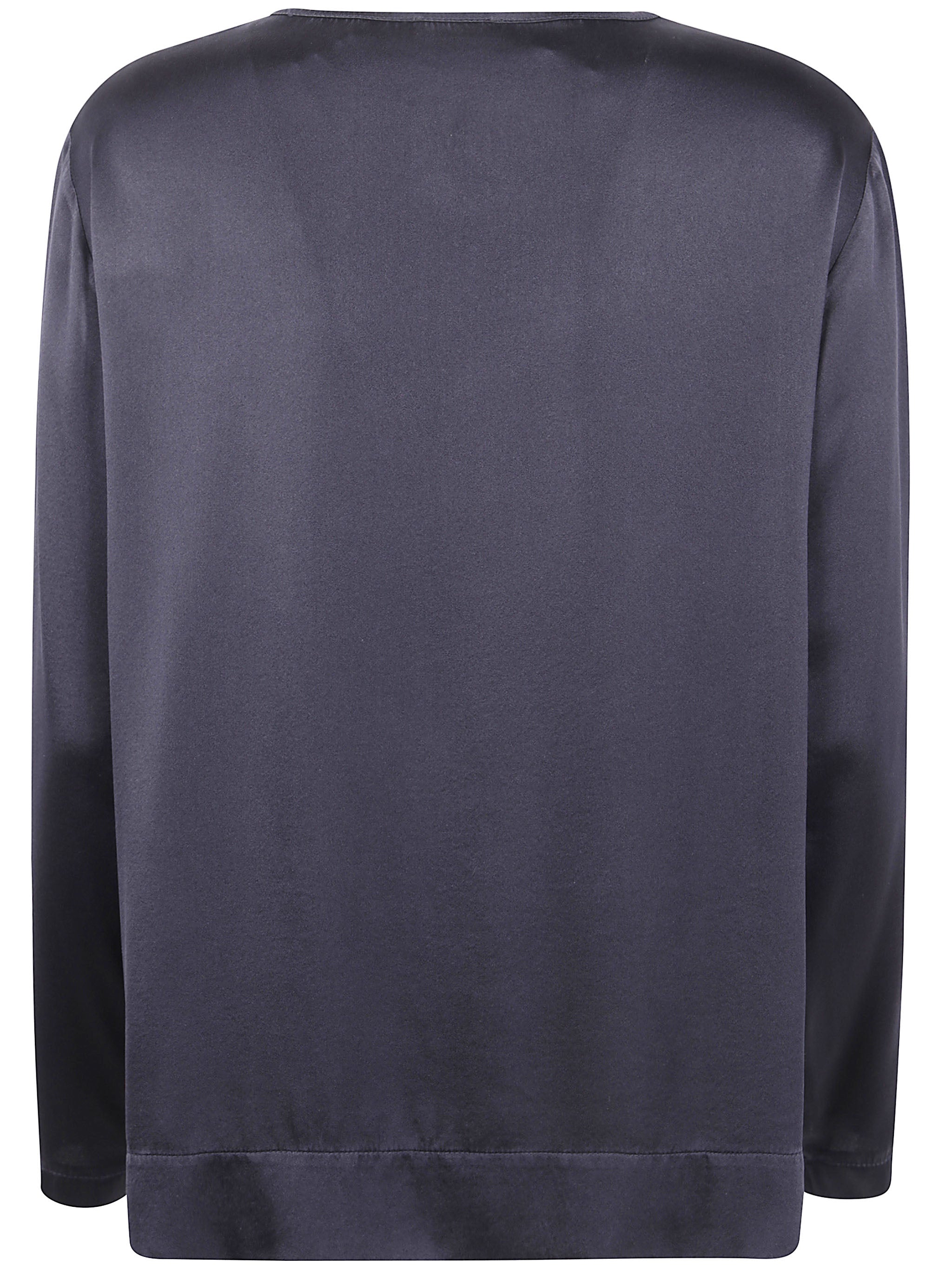 ROSSO PURO Oversized Mirror Silk Long Sleeve Blouse