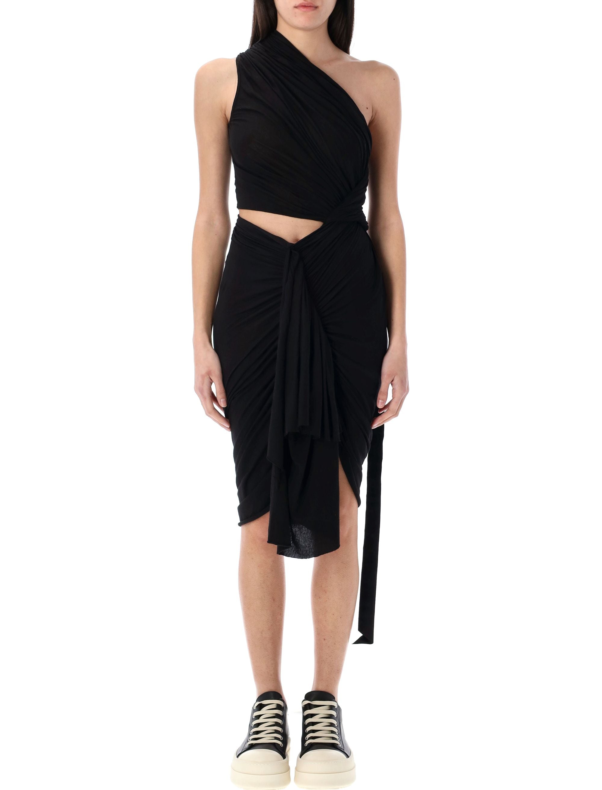RICK OWENS DRKSHDW Asymmetric Mini Dress with Cut-Out Details