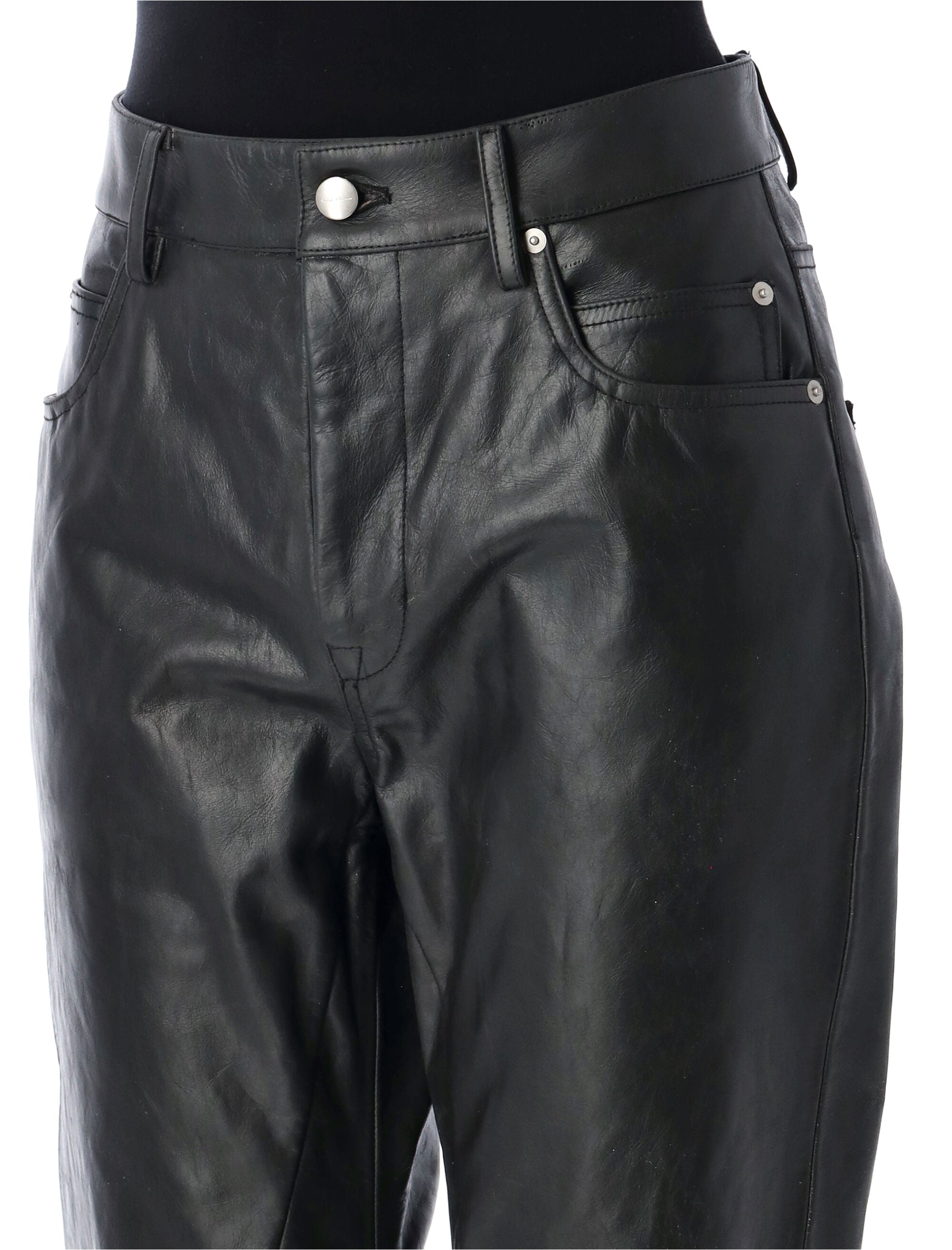 RICK OWENS Detroit Cut Slim Fit Leather Pants for Women