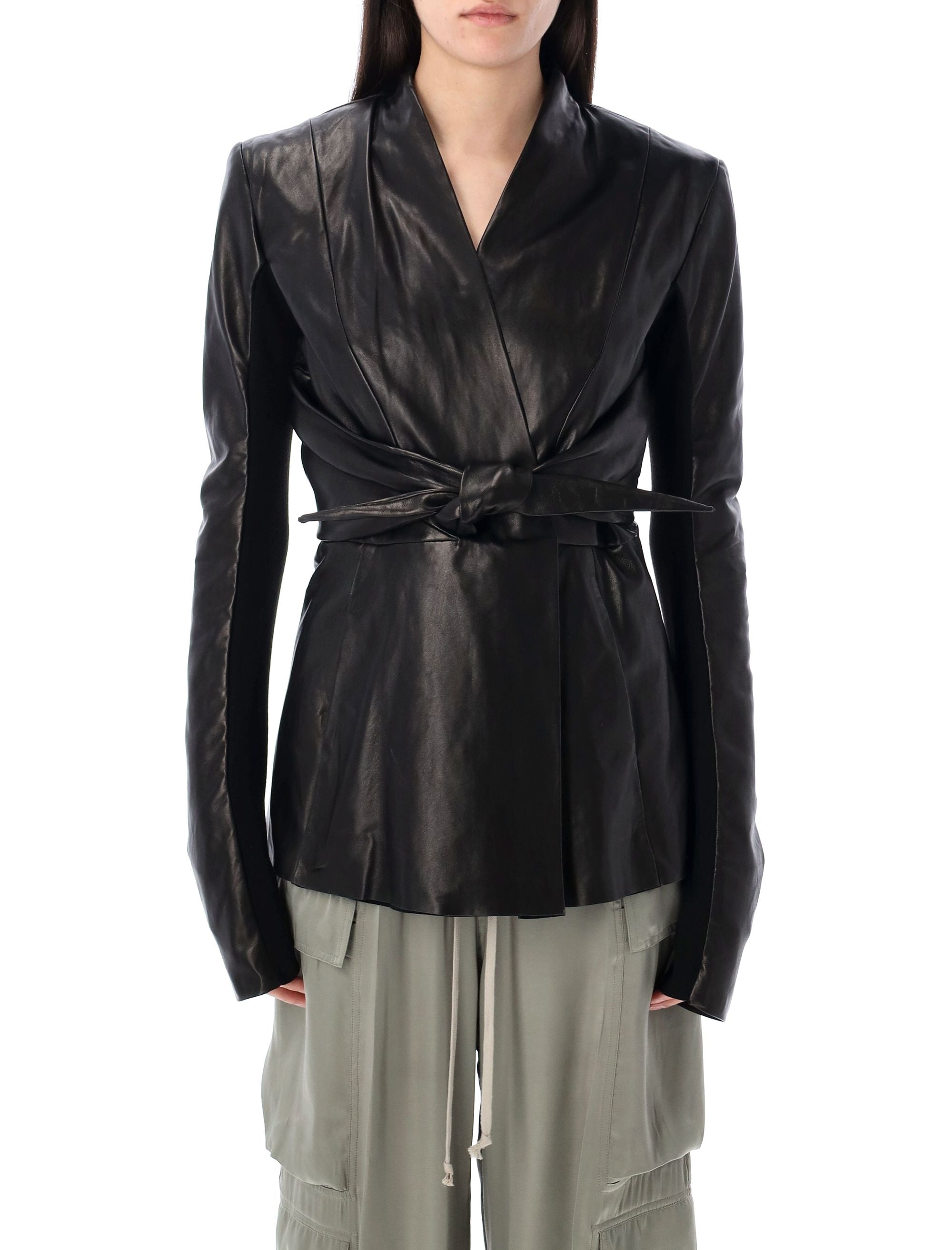 RICK OWENS Mini Strutter V-Neck Wrap Outerwear - Size 42
