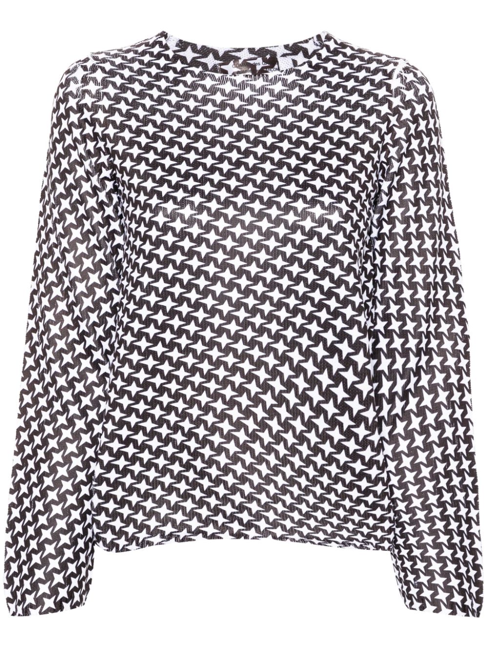 COMME DES GARÇONS Fine Ribbed Star Print Round Neck Long Sleeve Top
