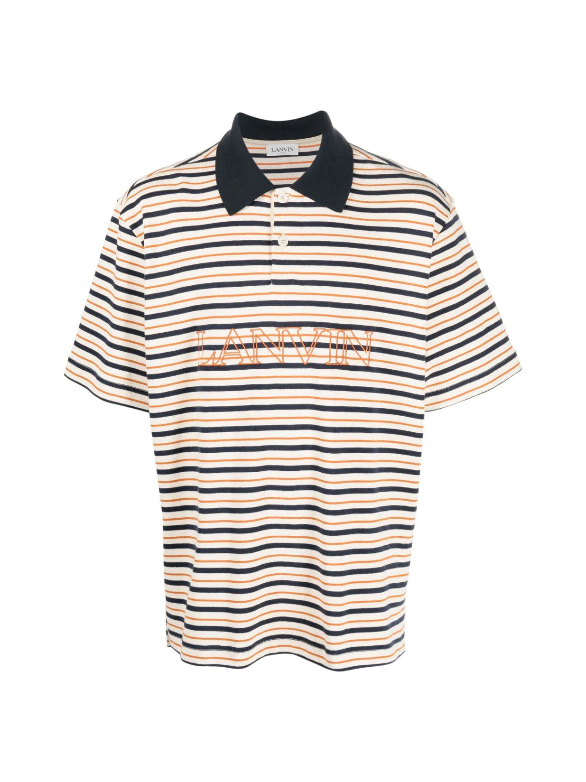 LANVIN Logo Embroidered Striped Polo Shirt - Short Sleeve