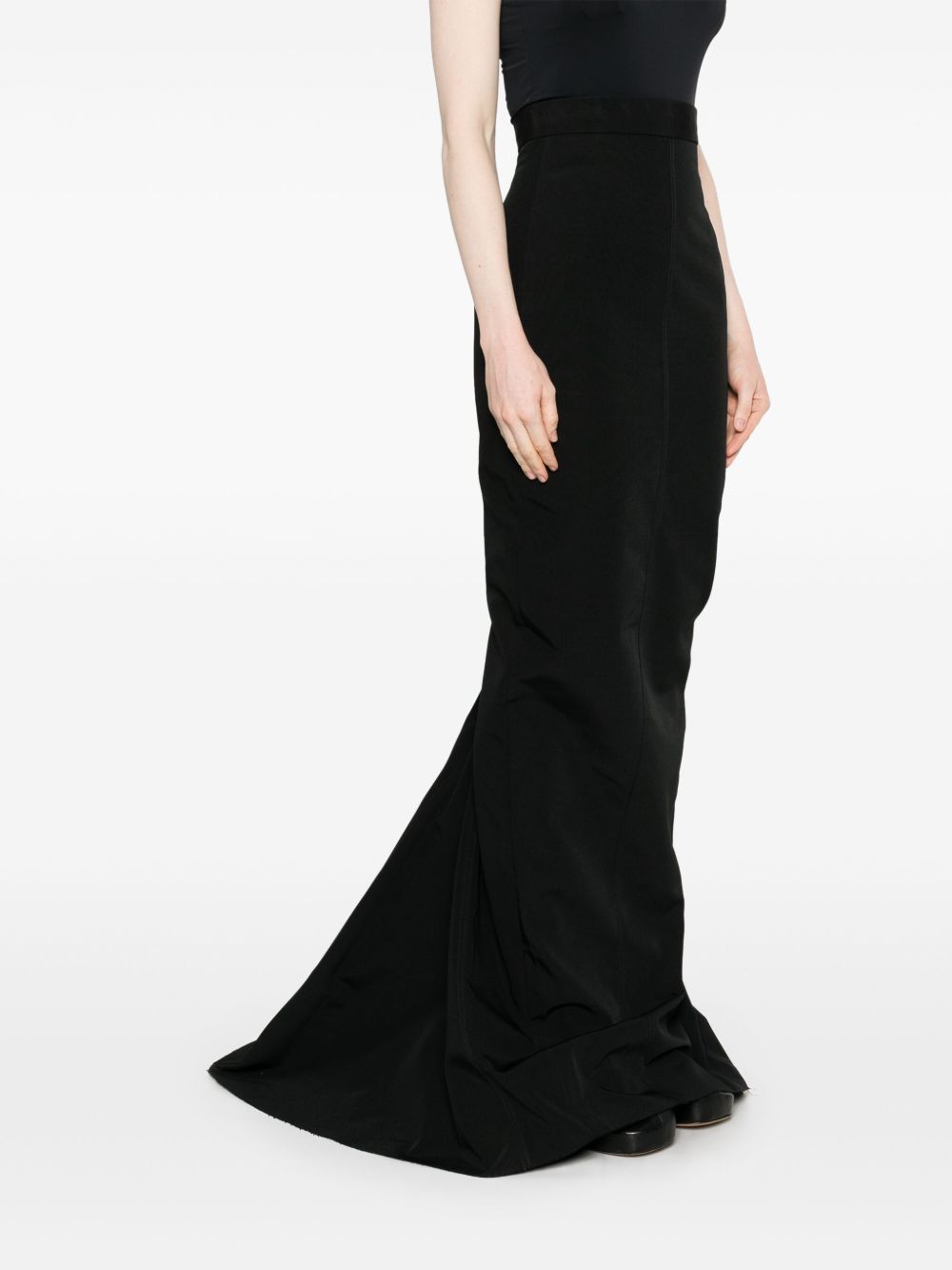 RICK OWENS Pleated Long Skirt with Rear Zip Fastening