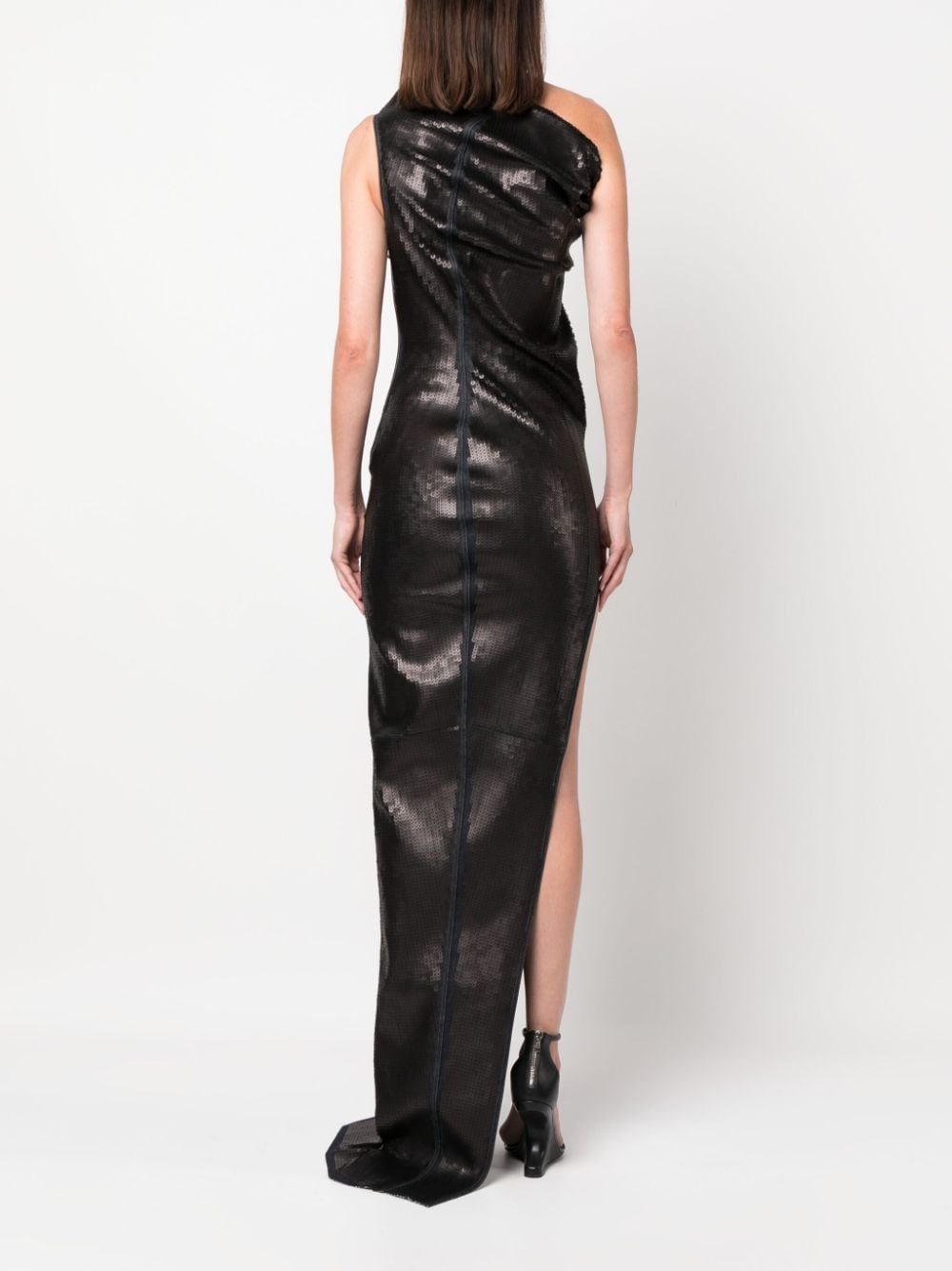 RICK OWENS Embellished Asymmetric Neck Maxi Dress