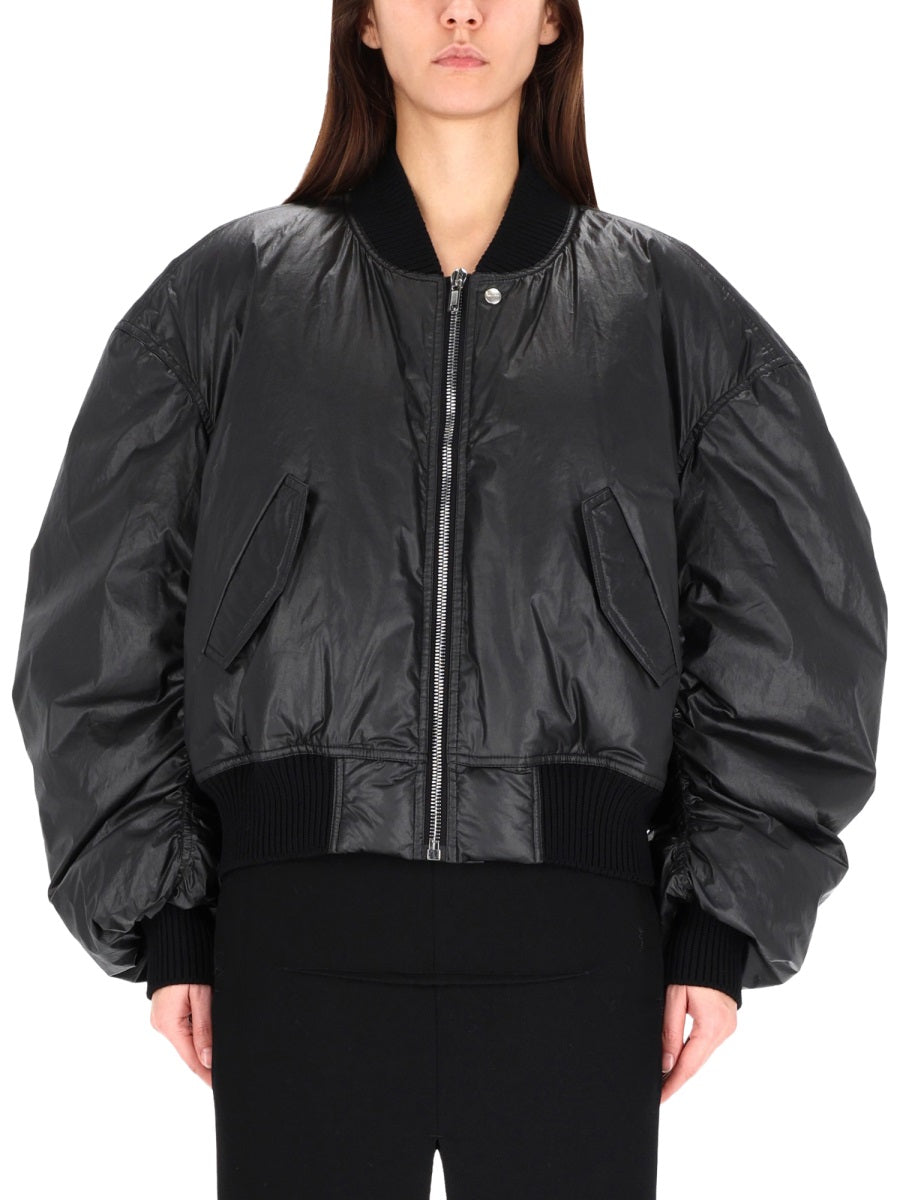 RICK OWENS Short Down Jacket with Zip Fastening Pockets for Women