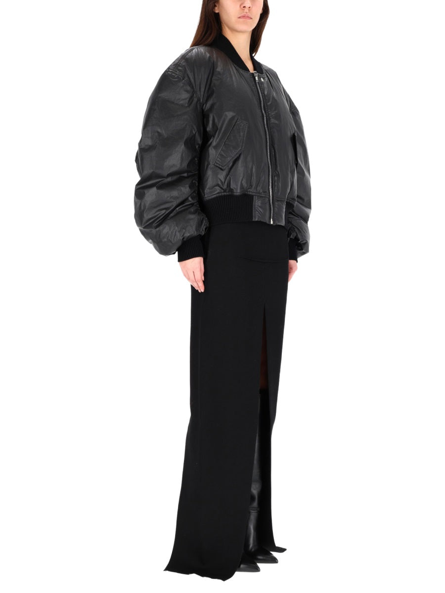 RICK OWENS Short Down Jacket with Zip Fastening Pockets for Women
