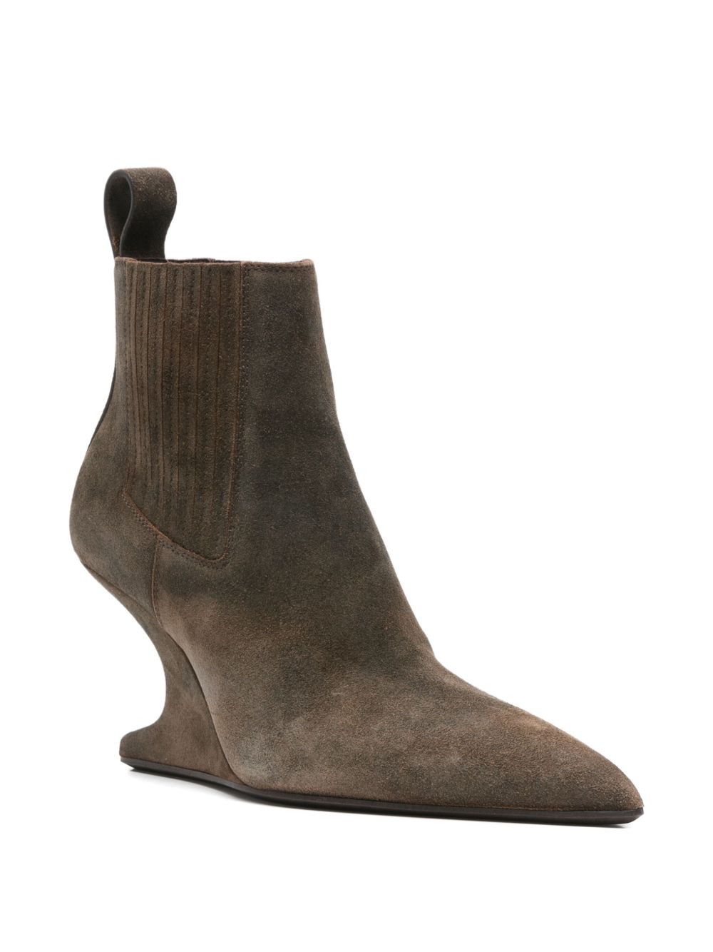 RICK OWENS Ankle Sharp Boots with 8 cm Cantilever Heel