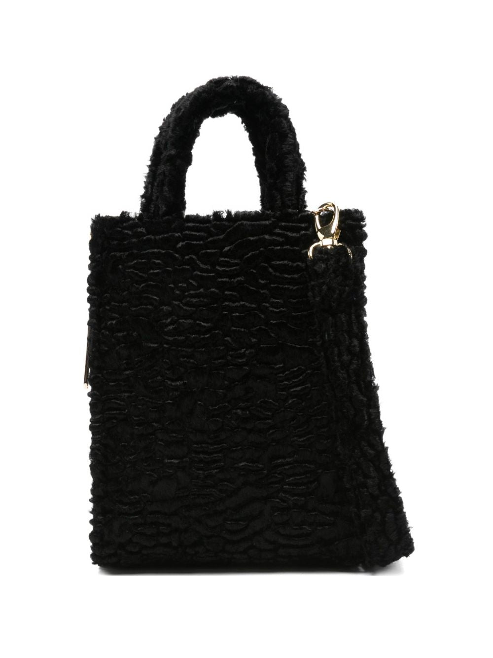 LA MILANESA Mini Crossbody Handbag with Faux-Fur and Gold-Tone Hardware