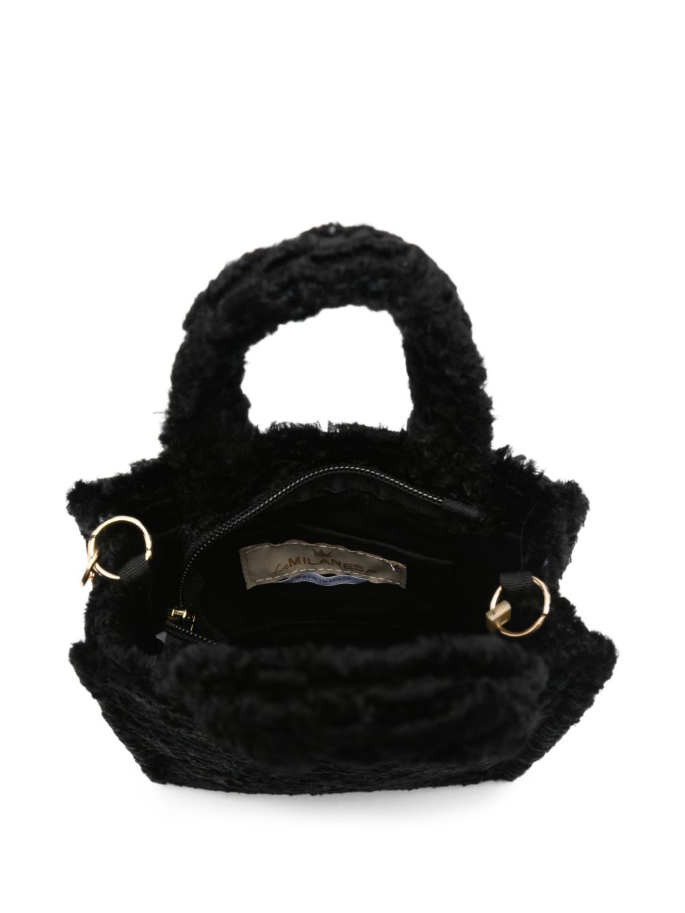 LA MILANESA Mini Crossbody Handbag with Faux-Fur and Gold-Tone Hardware