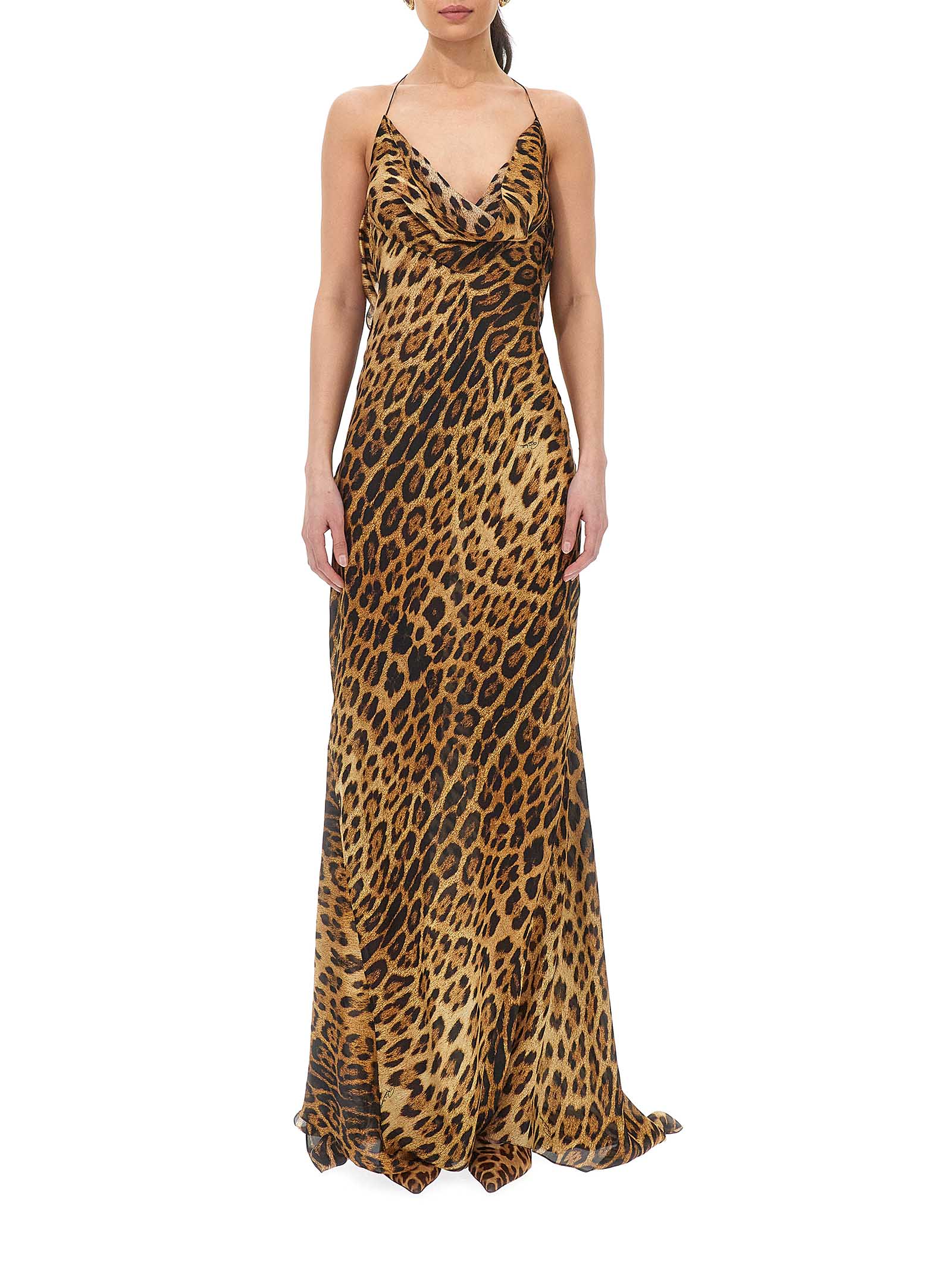 ROBERTO CAVALLI Elegant Jaguar Print Silk Dress for Women