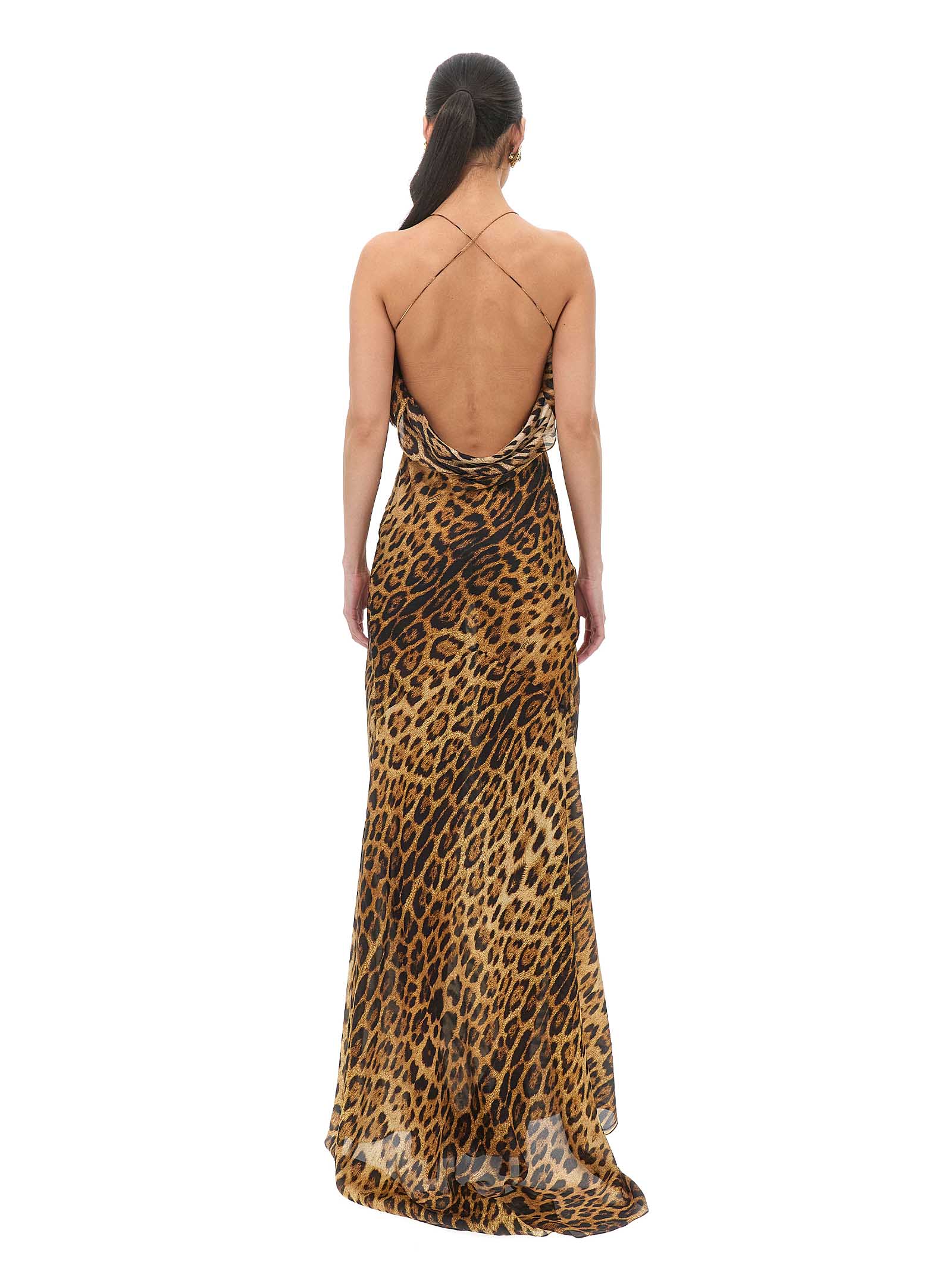 ROBERTO CAVALLI Elegant Jaguar Print Silk Dress for Women