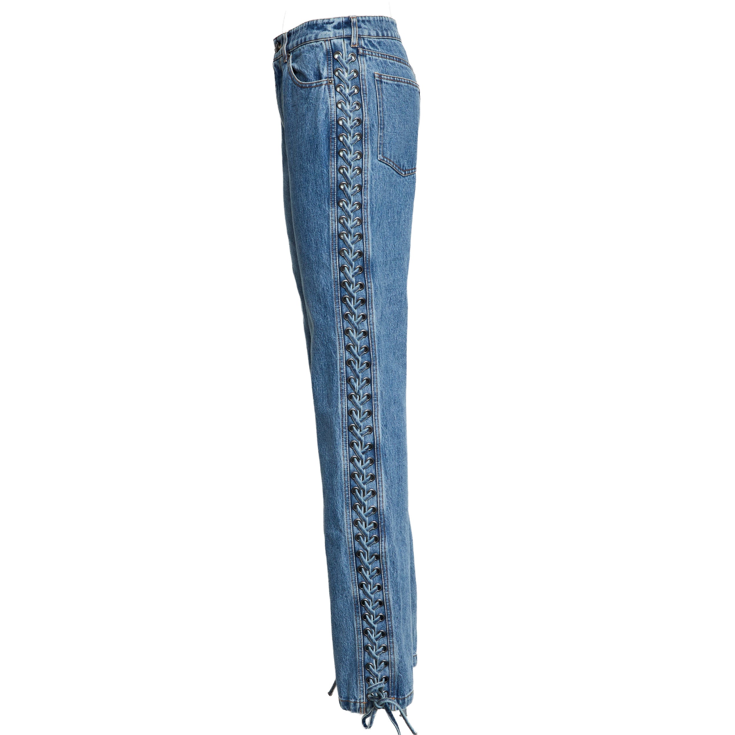 ROTATE Straight Leg Jeans with Braided Laces for Women