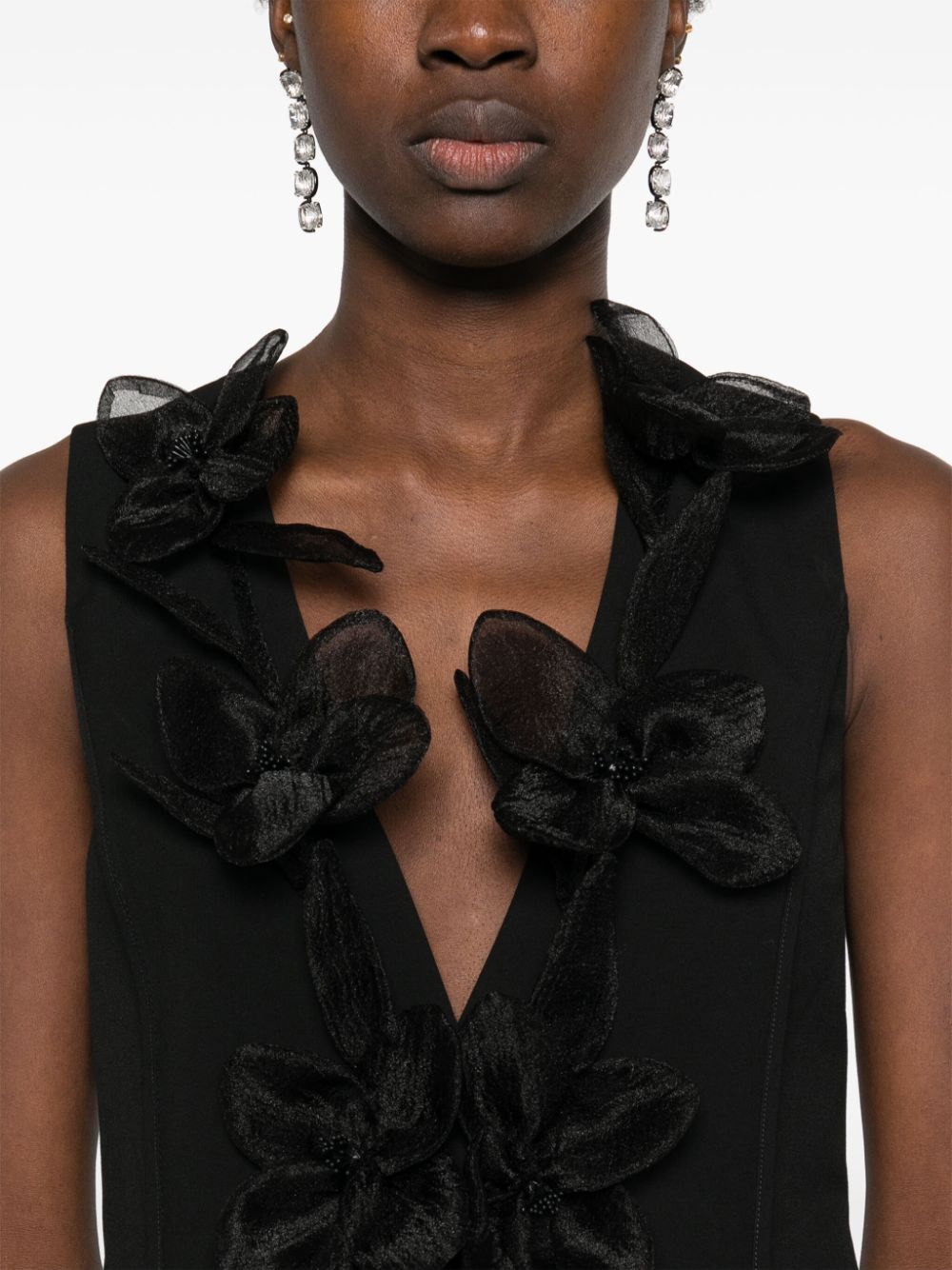 ROTATE Floral Appliqué Slim-Fit Gilet for Women