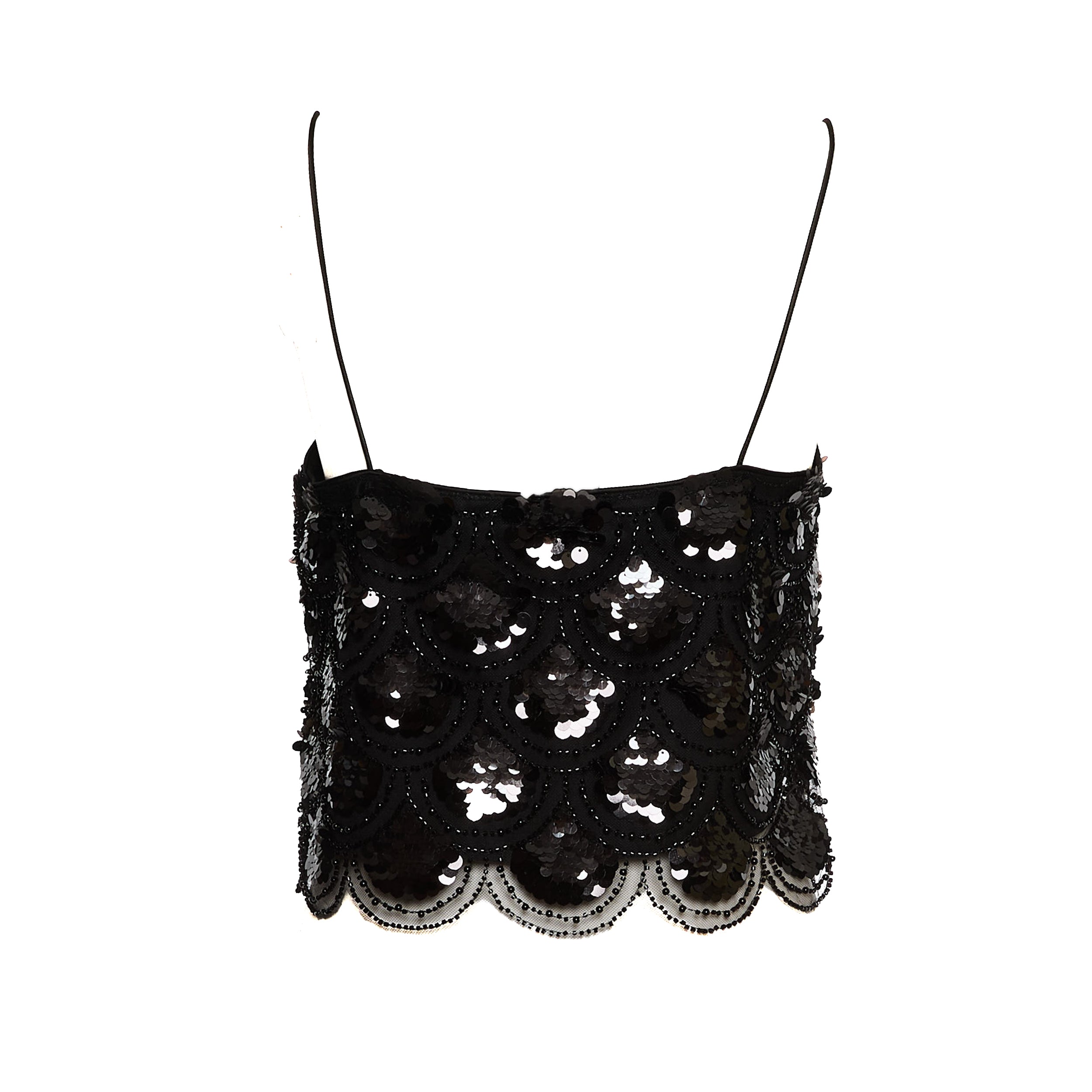ROTATE Mini Crop Top with Scalloped Sequin Details