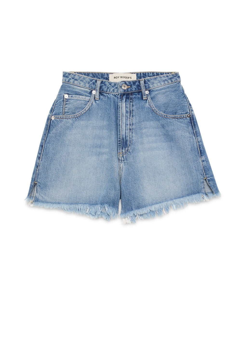 ROY ROGER'S Girlfriend Fit Denim Shorts with Frayed Hem