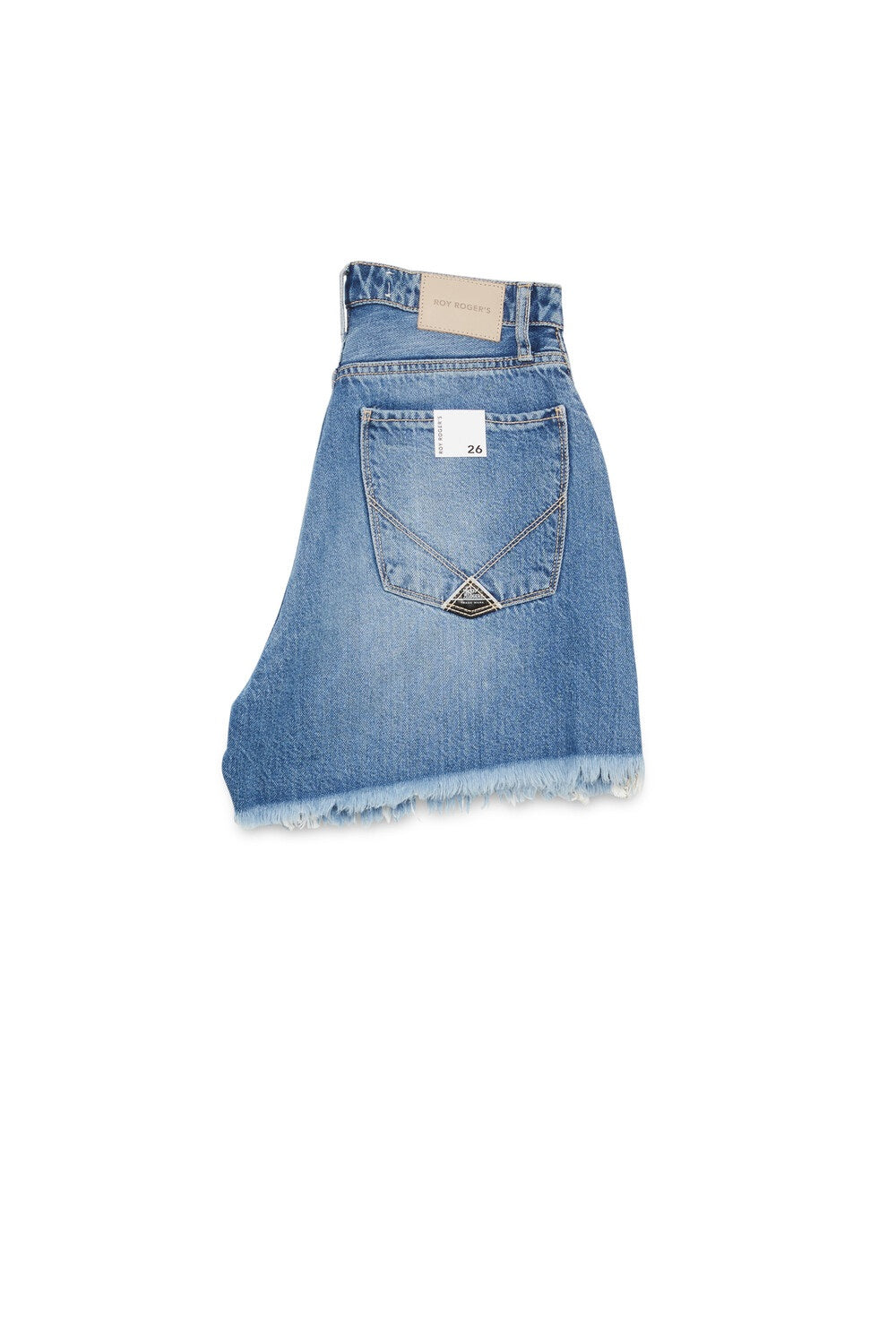ROY ROGER'S Girlfriend Fit Denim Shorts with Frayed Hem