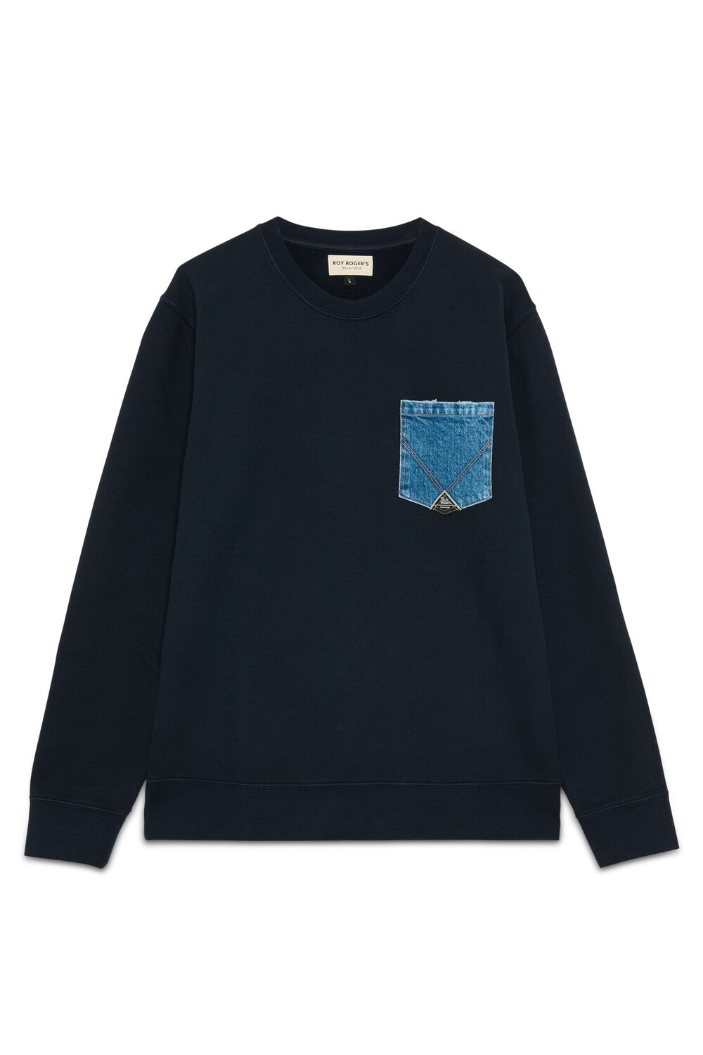 ROY ROGER'S Solid Color Brushed Cotton Crewneck Sweatshirt for Men